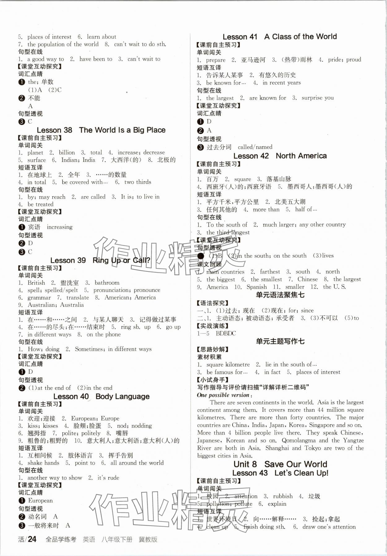 2025年全品學(xué)練考八年級英語下冊冀教版 第8頁