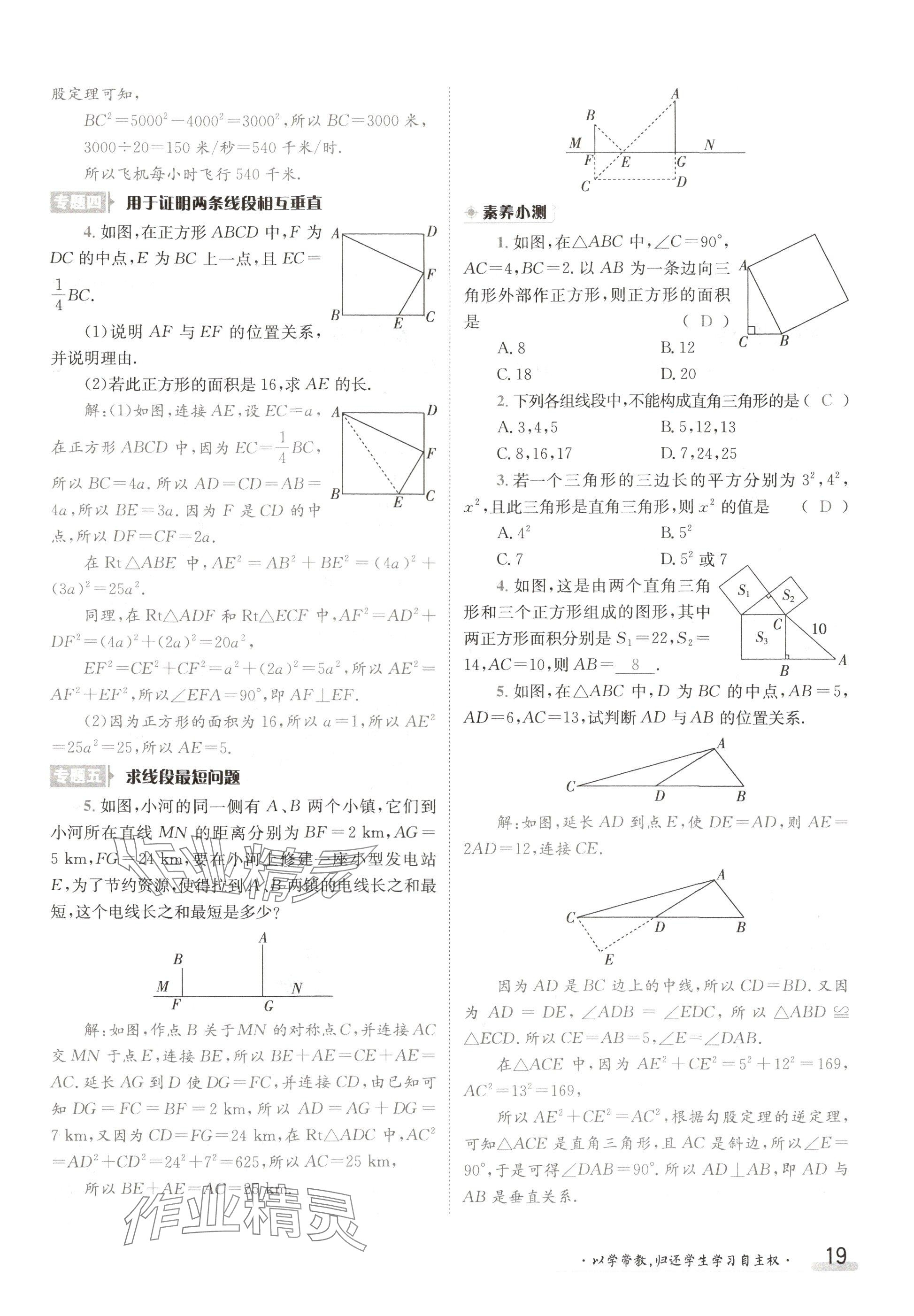 2024年金太陽導(dǎo)學(xué)案八年級(jí)數(shù)學(xué)上冊(cè)北師大版 參考答案第19頁