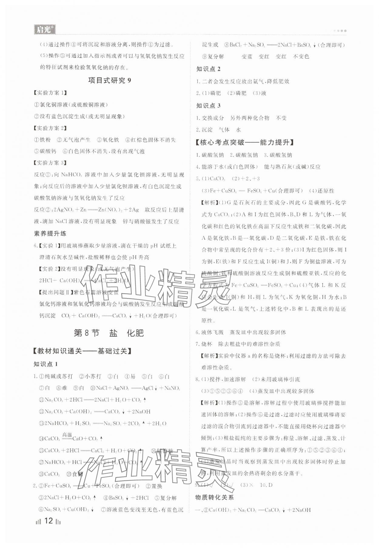 2024年中考精確制導(dǎo)化學(xué)河北專版 參考答案第12頁(yè)