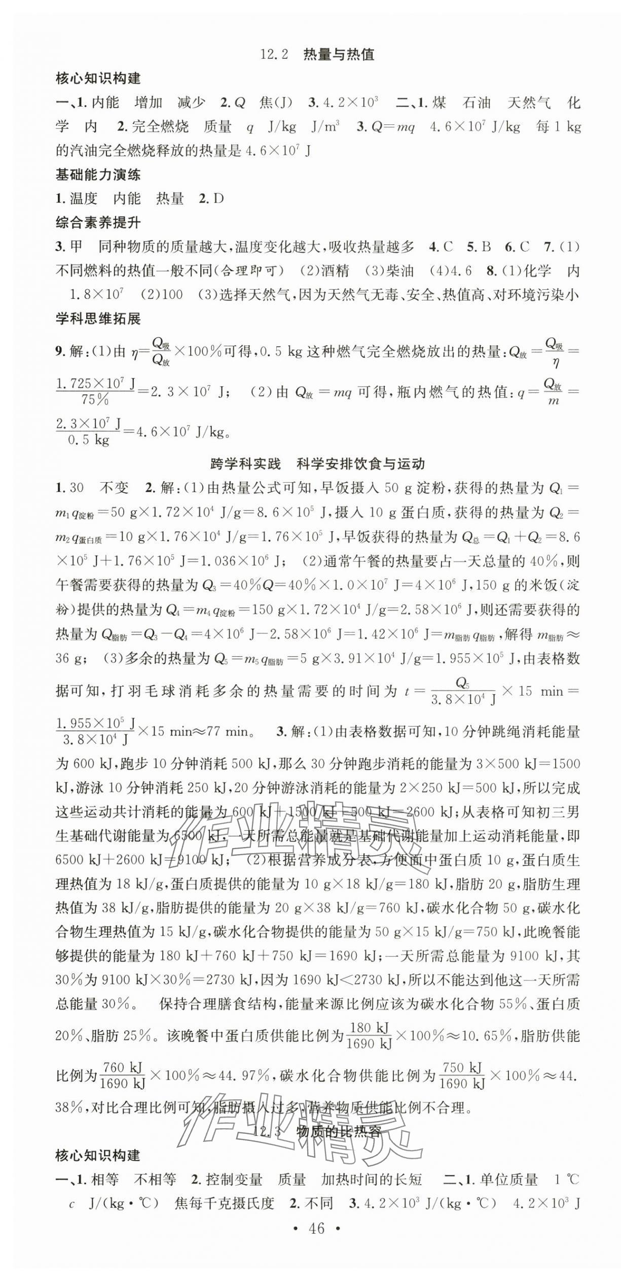 2025年七天學(xué)案學(xué)練考九年級物理上冊滬粵版 第4頁