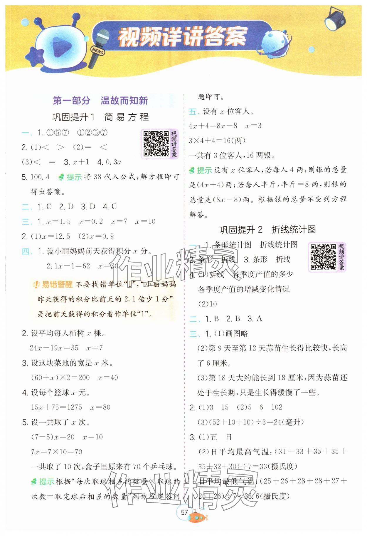 2024年實驗班提優(yōu)訓(xùn)練暑假銜接版五升六年級數(shù)學(xué)蘇教版 參考答案第1頁