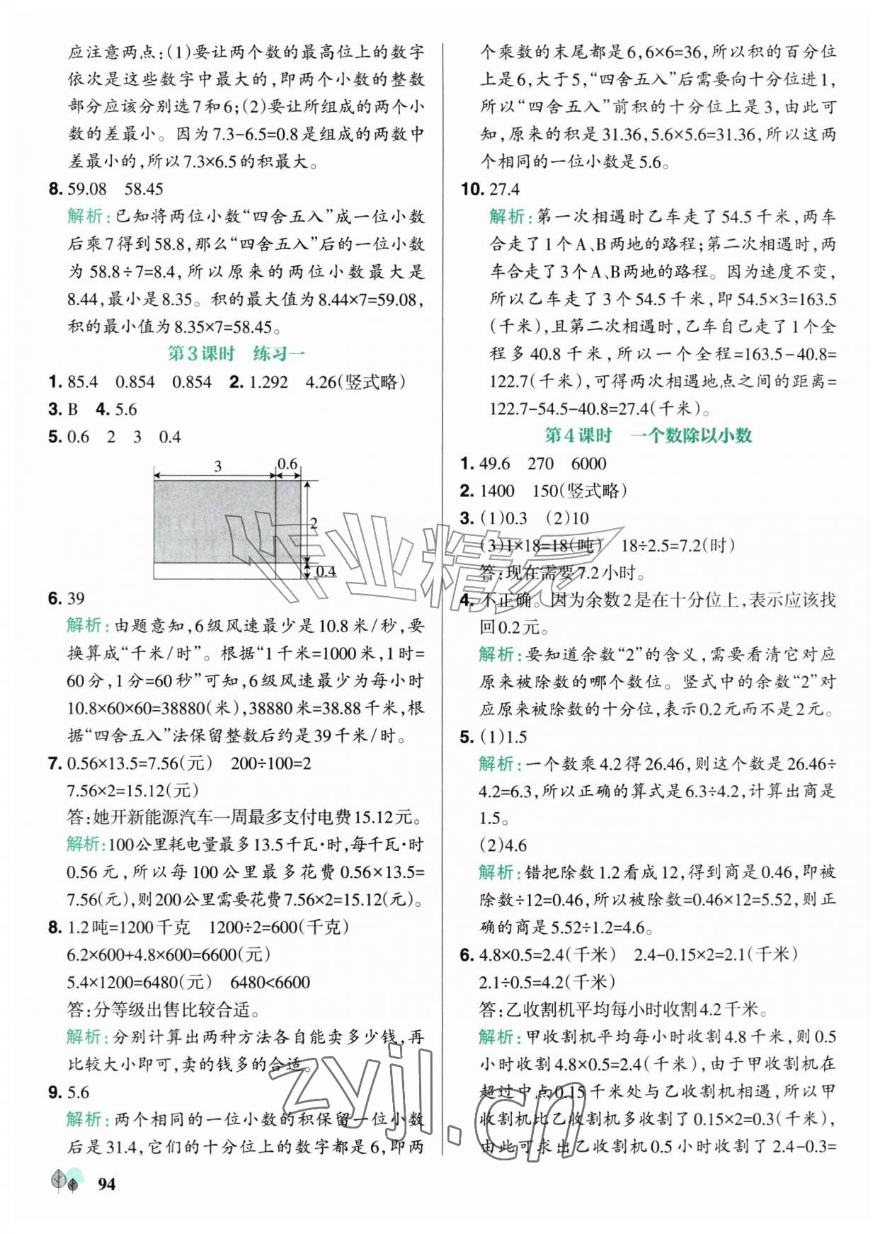2026年绿卡提优特训六年级数学上册苏教版江苏专版&nbsp;参考答案第2页