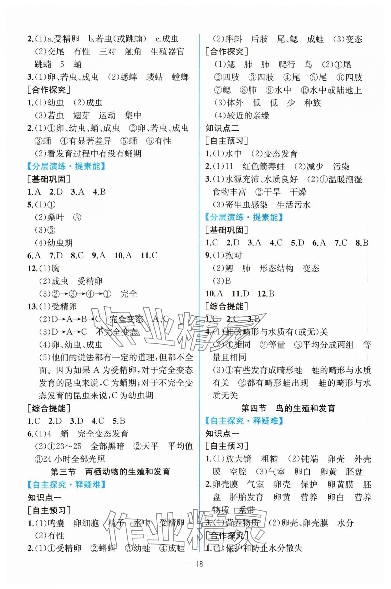 2024年課時練人民教育出版社八年級生物下冊人教版 第2頁