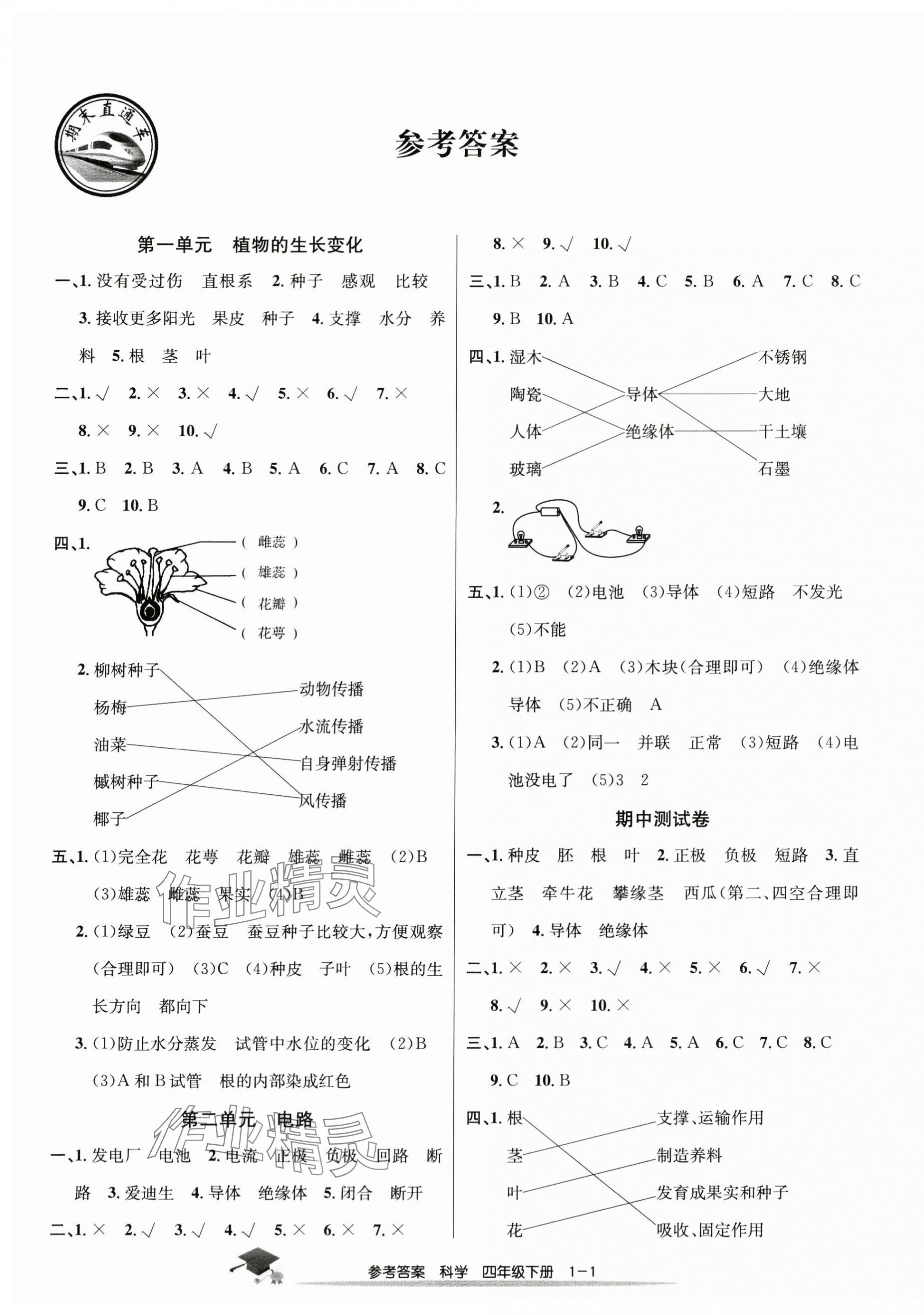 2024年期末直通車四年級科學(xué)下冊教科版 第1頁