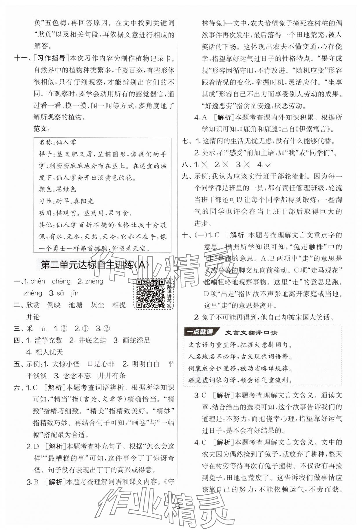 2025年实验班提优大考卷三年级语文下册人教版 参考答案第3页