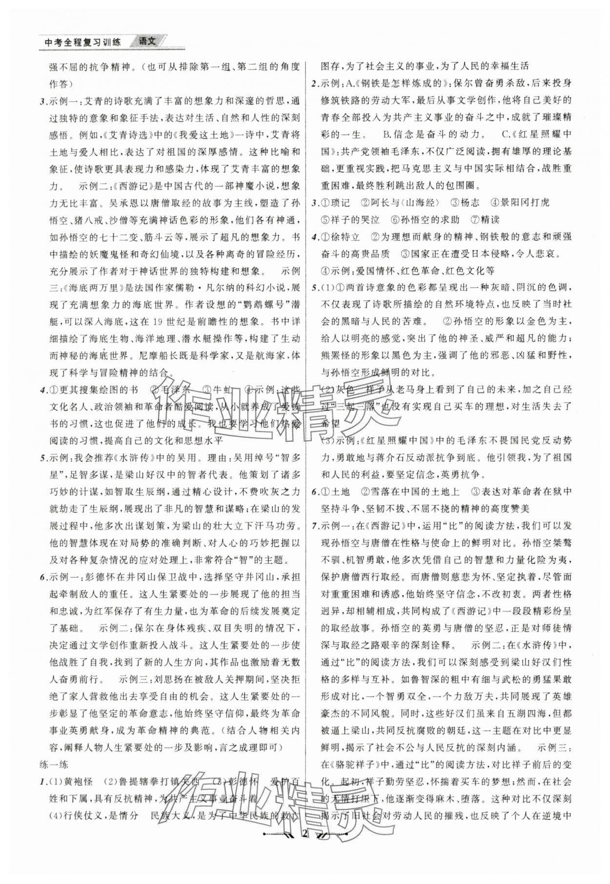 2025年中考全程复习训练语文 第2页