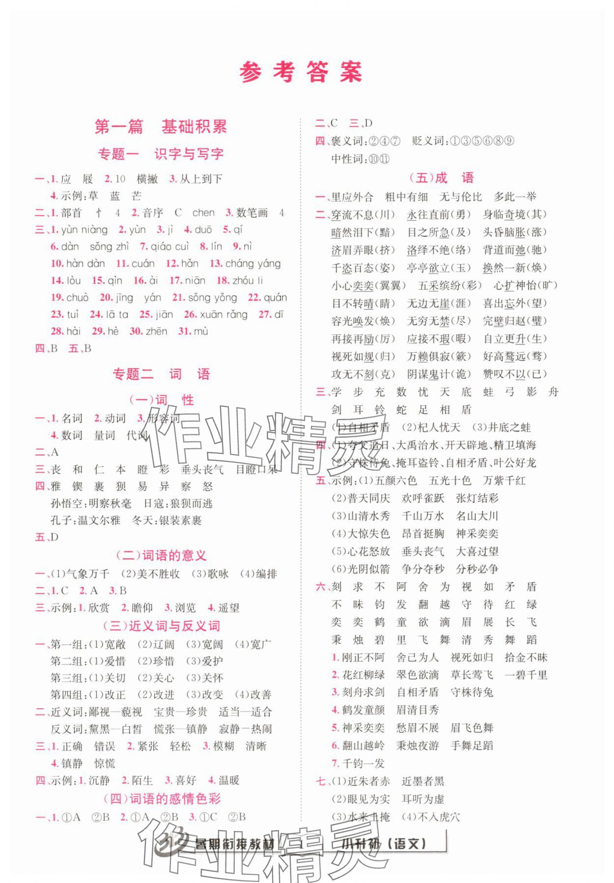 2025年暑期銜接教材小升初語文 第1頁