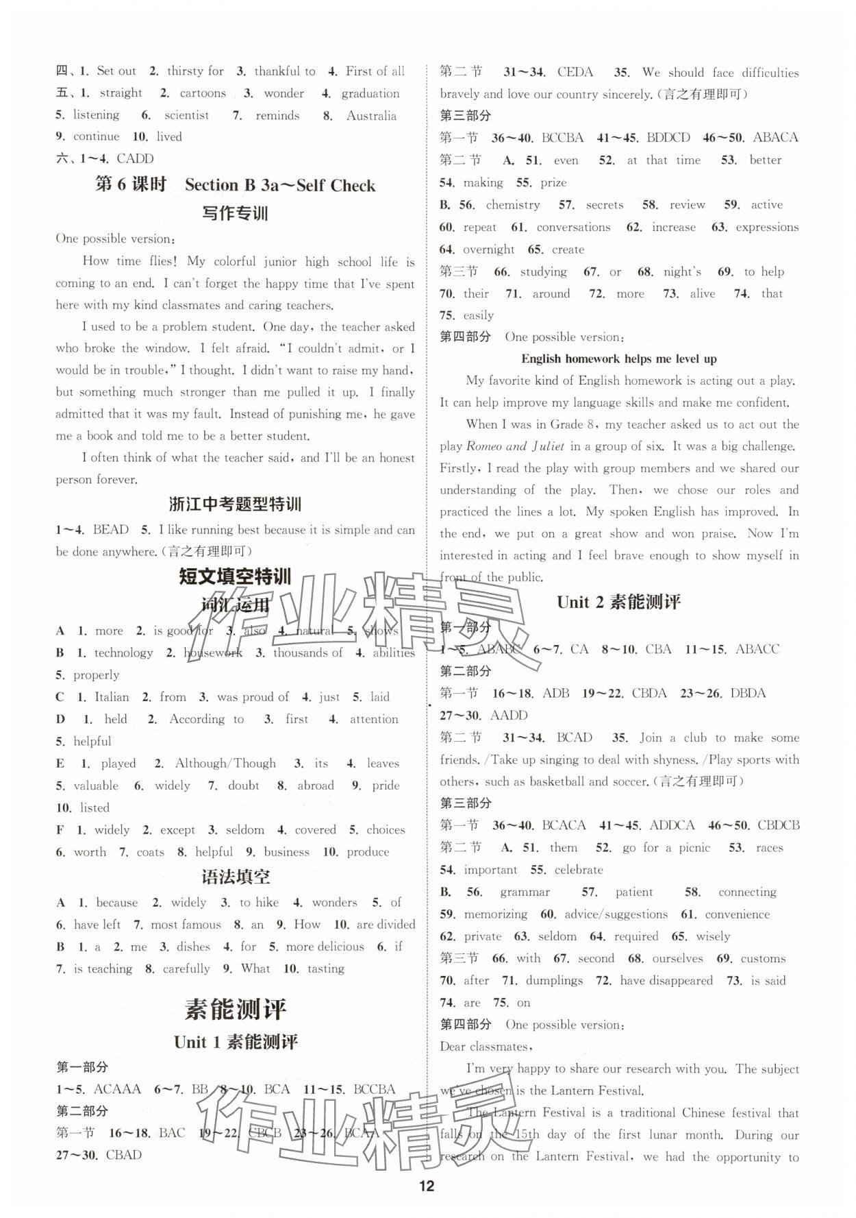 2025年通成学典课时作业本九年级英语全一册人教版浙江专版 第12页