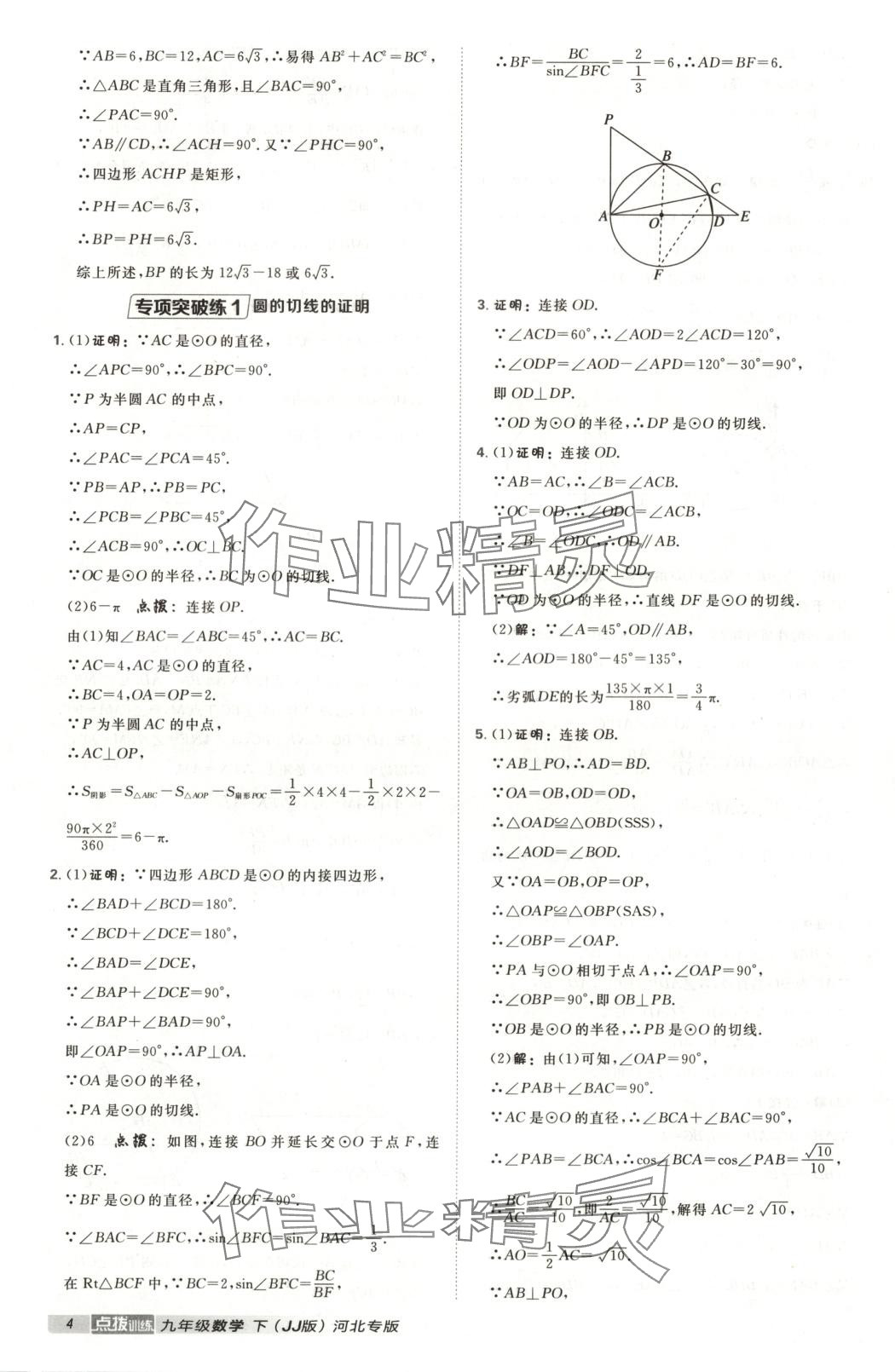 2025年点拨训练九年级数学下册冀教版 第4页