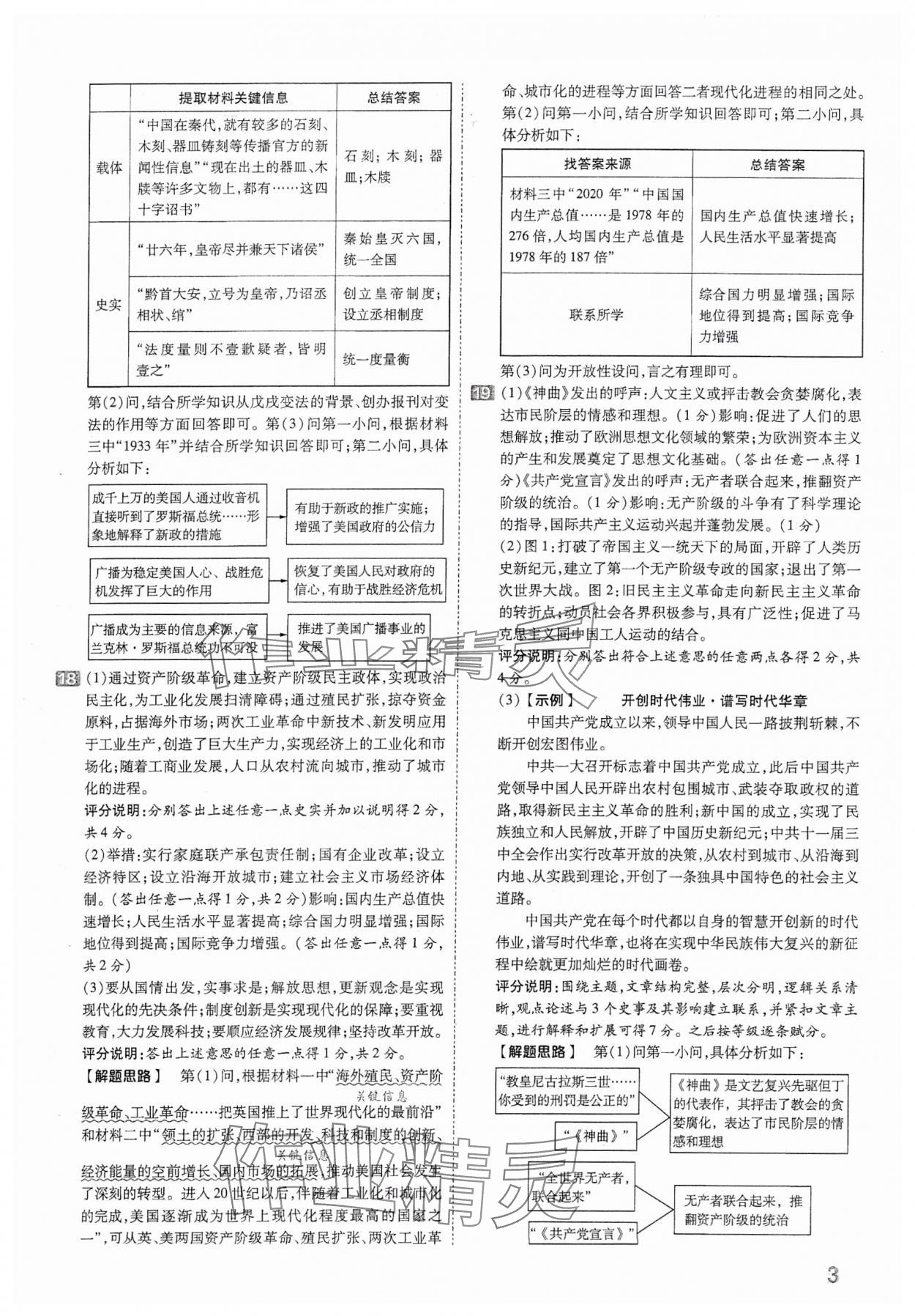 2024年金考卷中考45套匯編歷史山西專版 參考答案第3頁