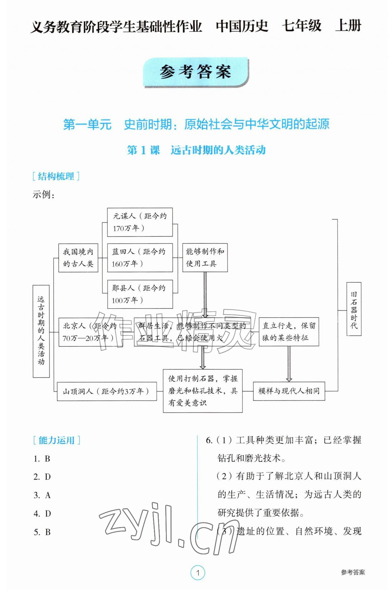 2026年学生基础性作业七年级历史上册人教版&nbsp;第1页