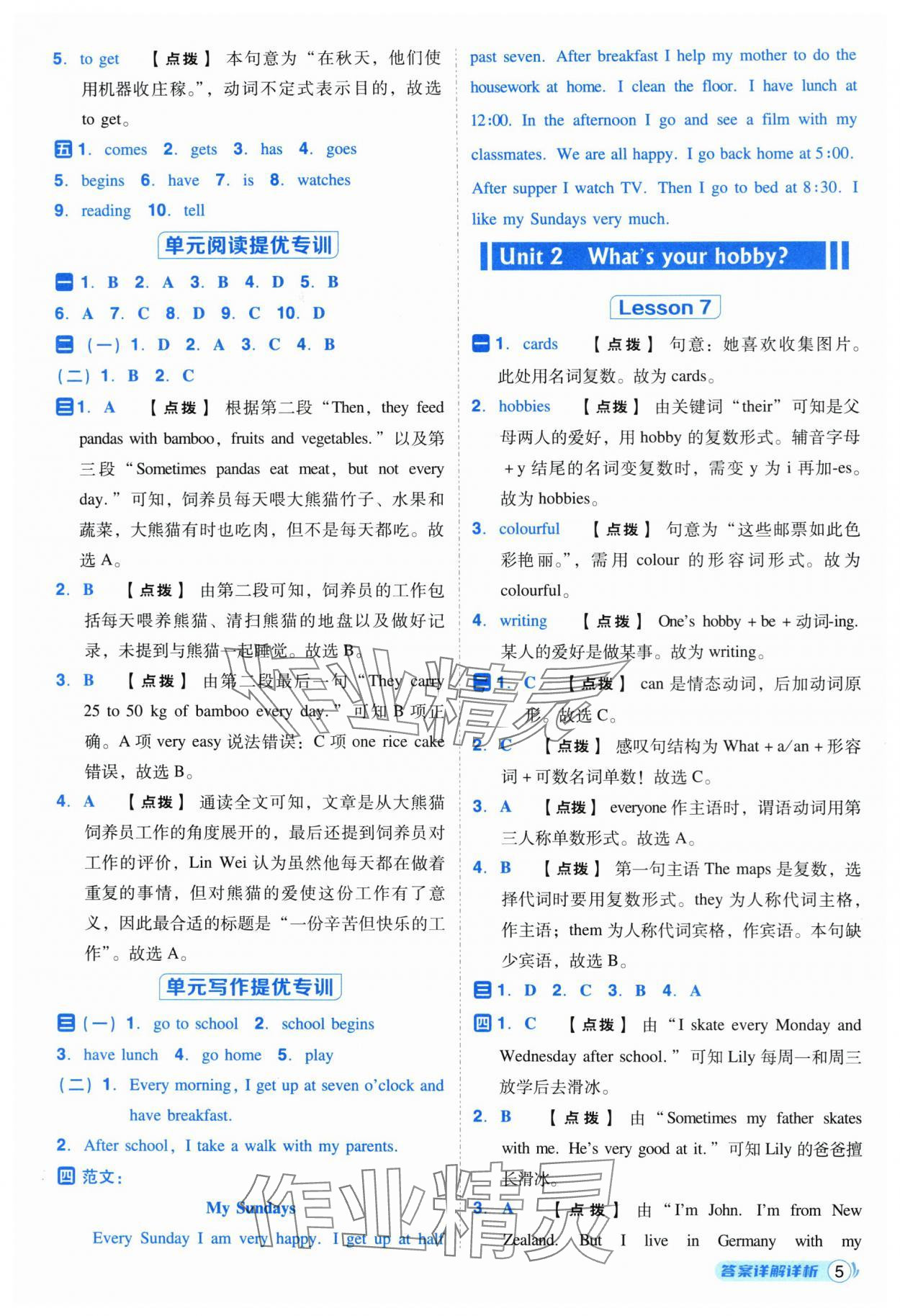 2025年綜合應(yīng)用創(chuàng)新題典中點六年級英語上冊人教精通版三起 參考答案第5頁