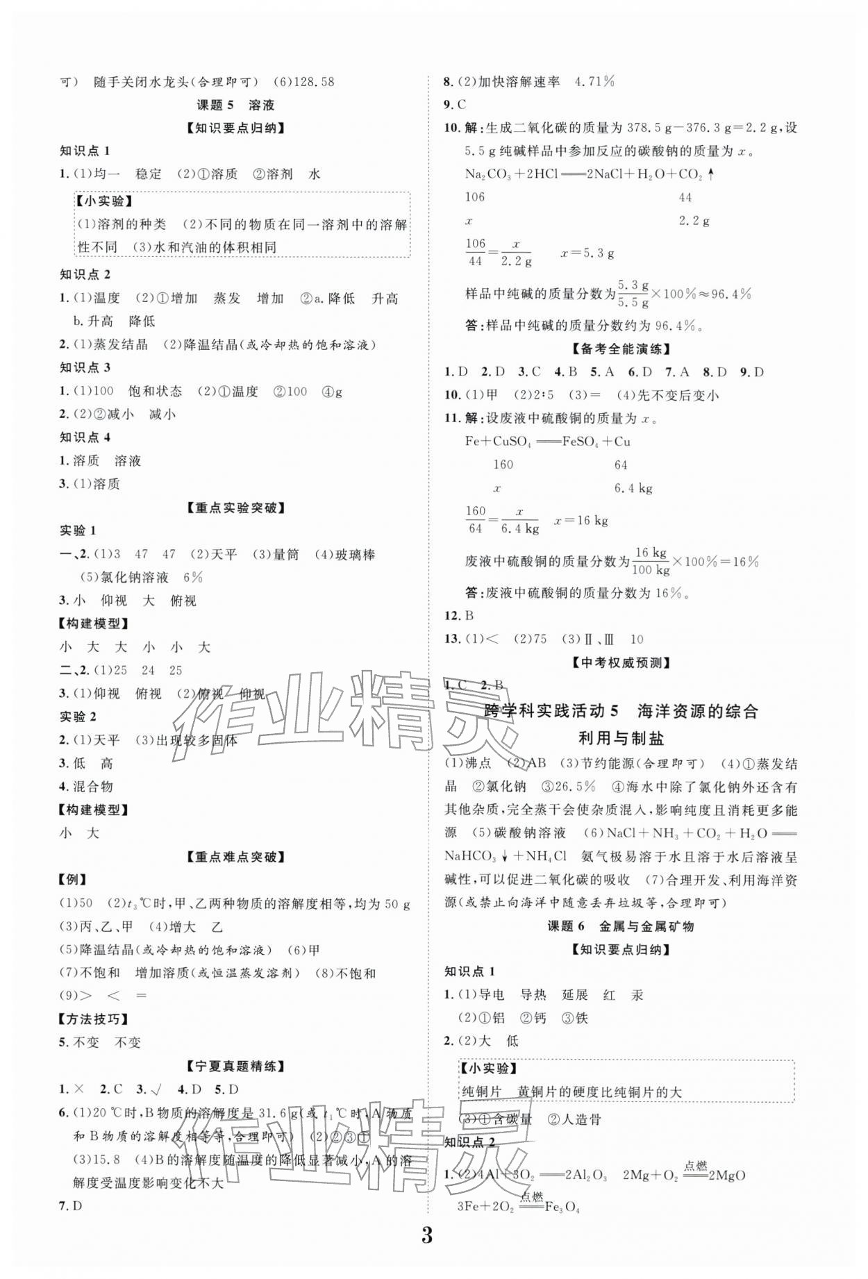 2026年中考新突破化學(xué)寧夏專版&nbsp;第3頁