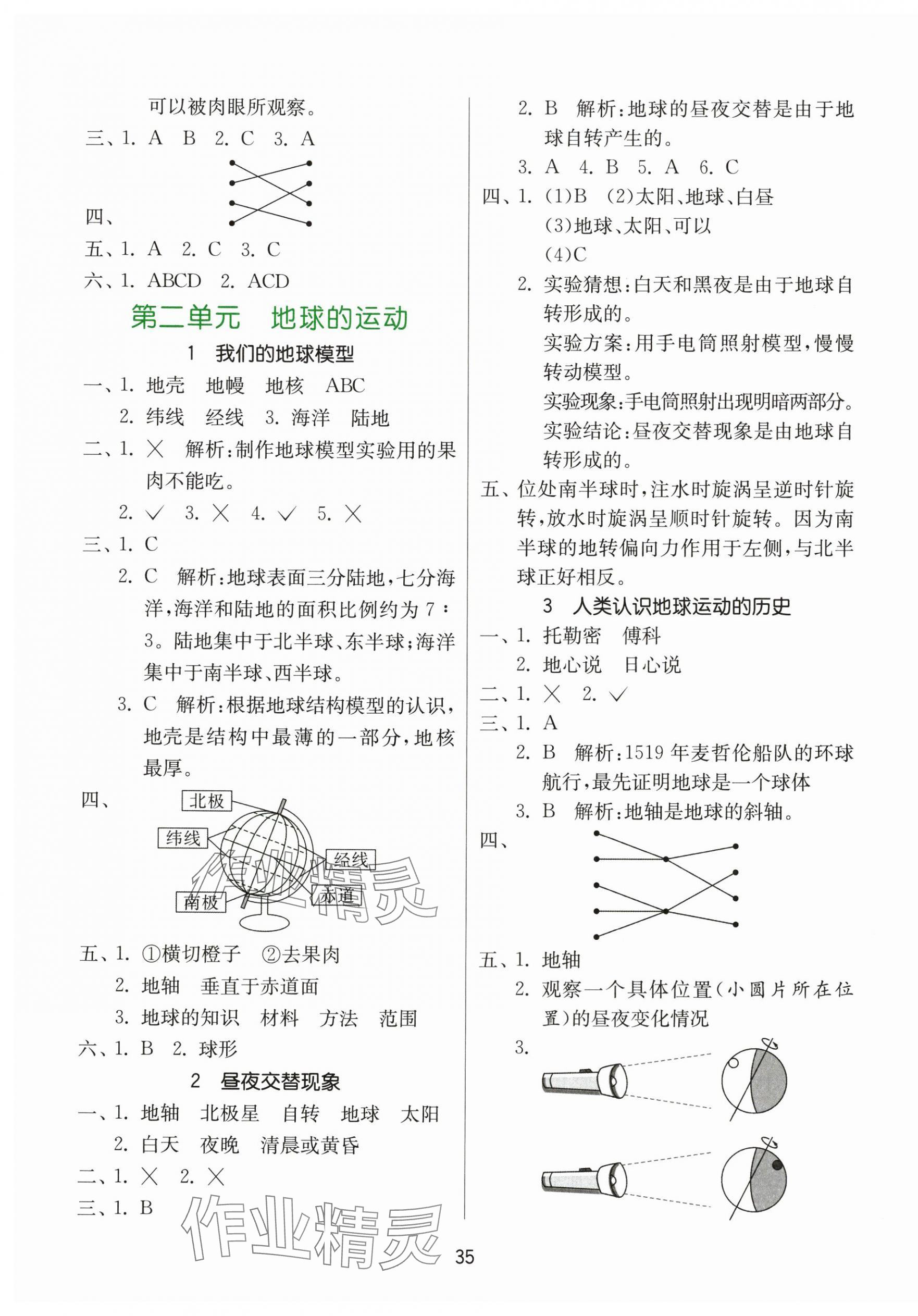 2024年課時(shí)訓(xùn)練江蘇人民出版社六年級(jí)科學(xué)上冊(cè)教科版 參考答案第3頁(yè)