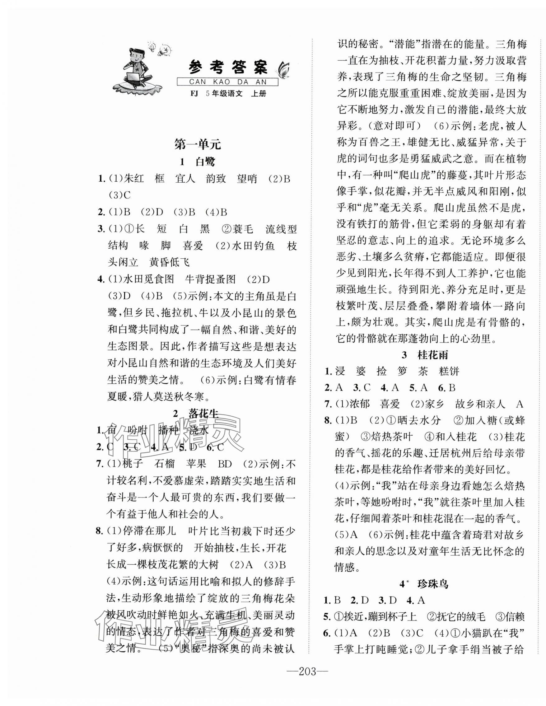 2025年一课3练培优作业本五年级语文上册人教版福建专版 第1页