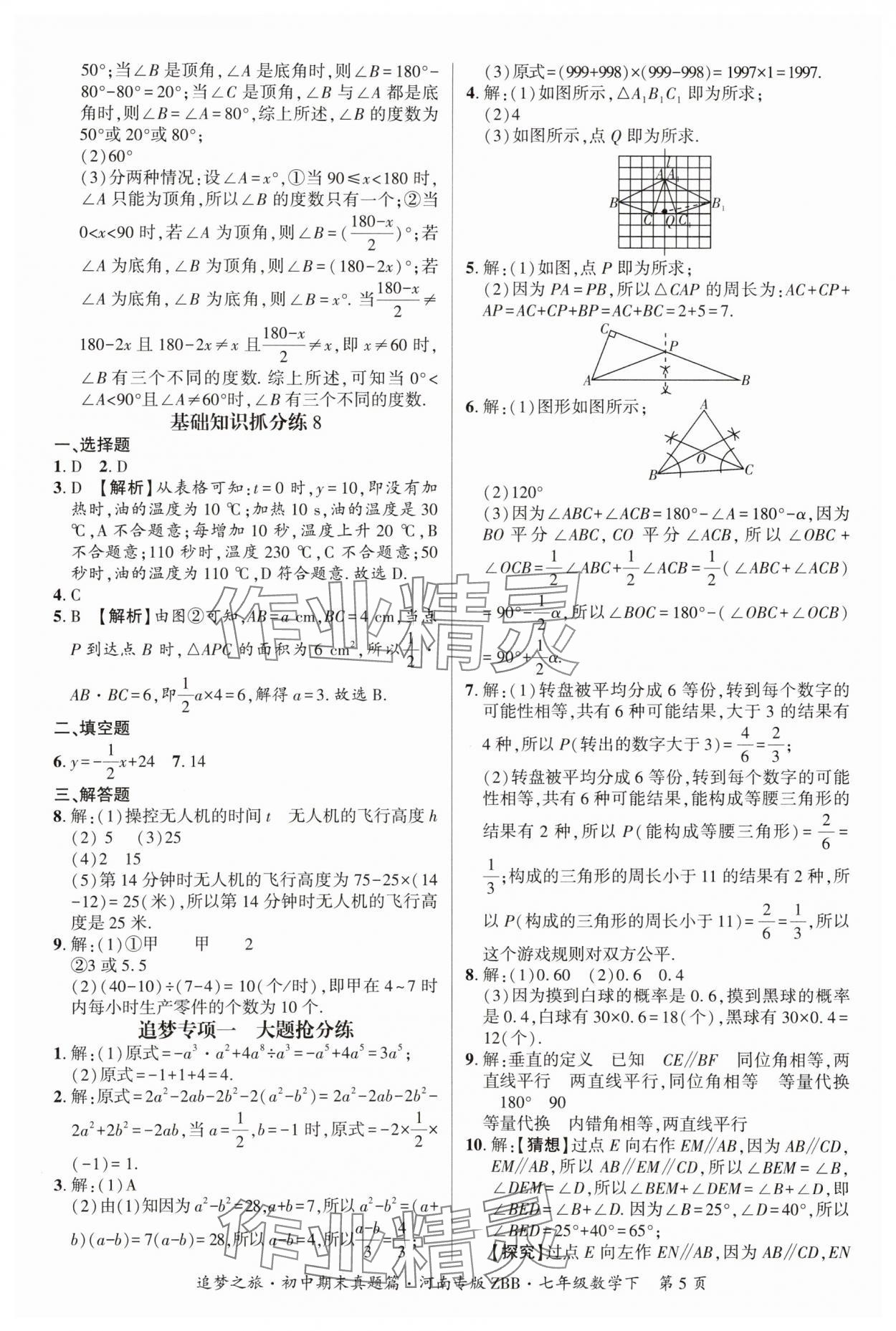 2025年追夢之旅初中期末真題篇七年級數(shù)學(xué)下冊北師大版河南專版 參考答案第5頁