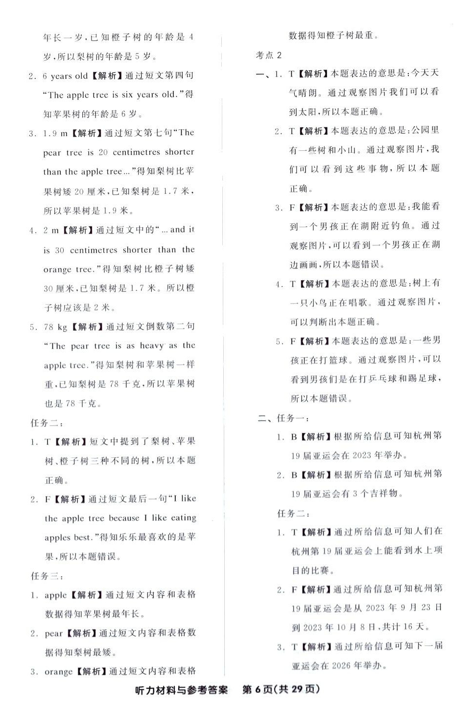 2024年全品小學(xué)總復(fù)習(xí)英語 參考答案第6頁