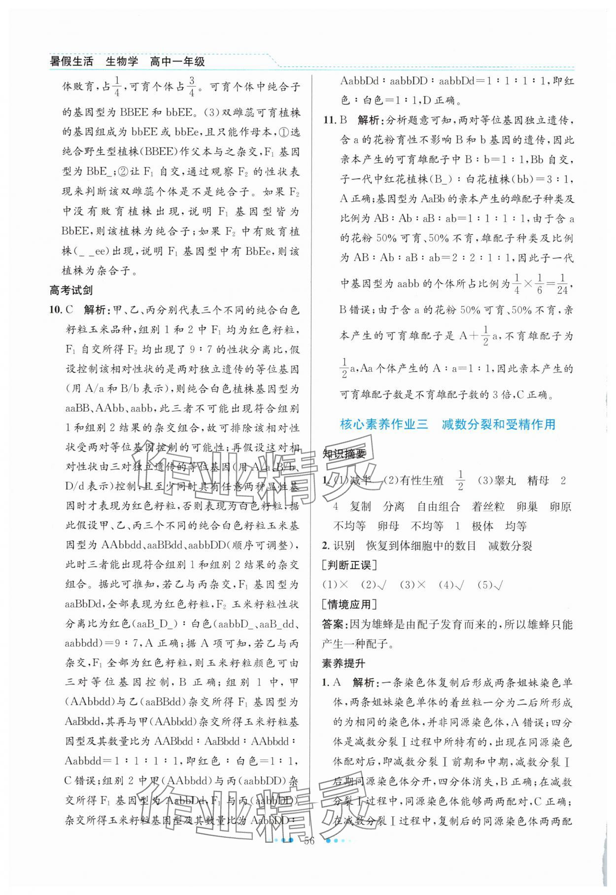 2025年暑假生活北京師范大學出版社高一生物人教版 第4頁