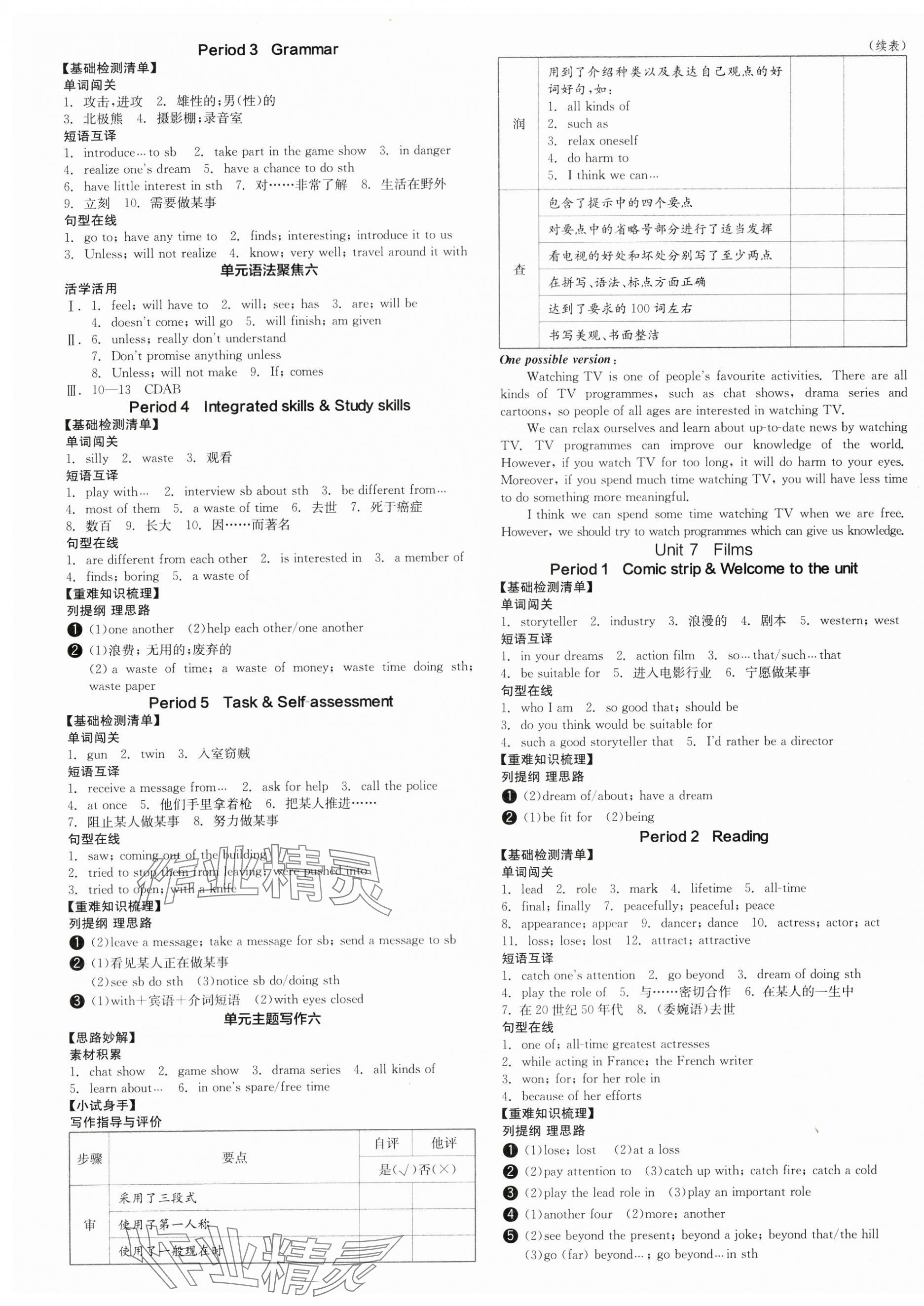 2024年全品學(xué)練考九年級英語上冊譯林版江蘇專版 參考答案第7頁