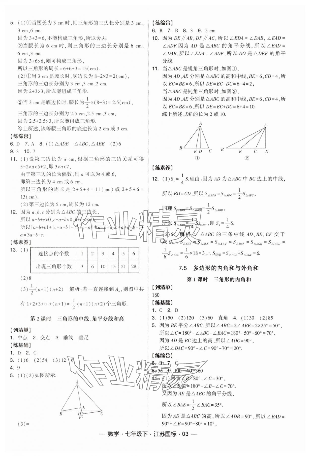 2024年经纶学典课时作业七年级数学下册江苏版 参考答案第3页