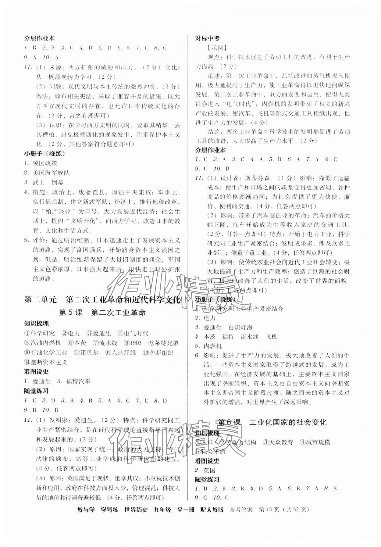 2025年教與學學導練九年級歷史全一冊人教版 第15頁