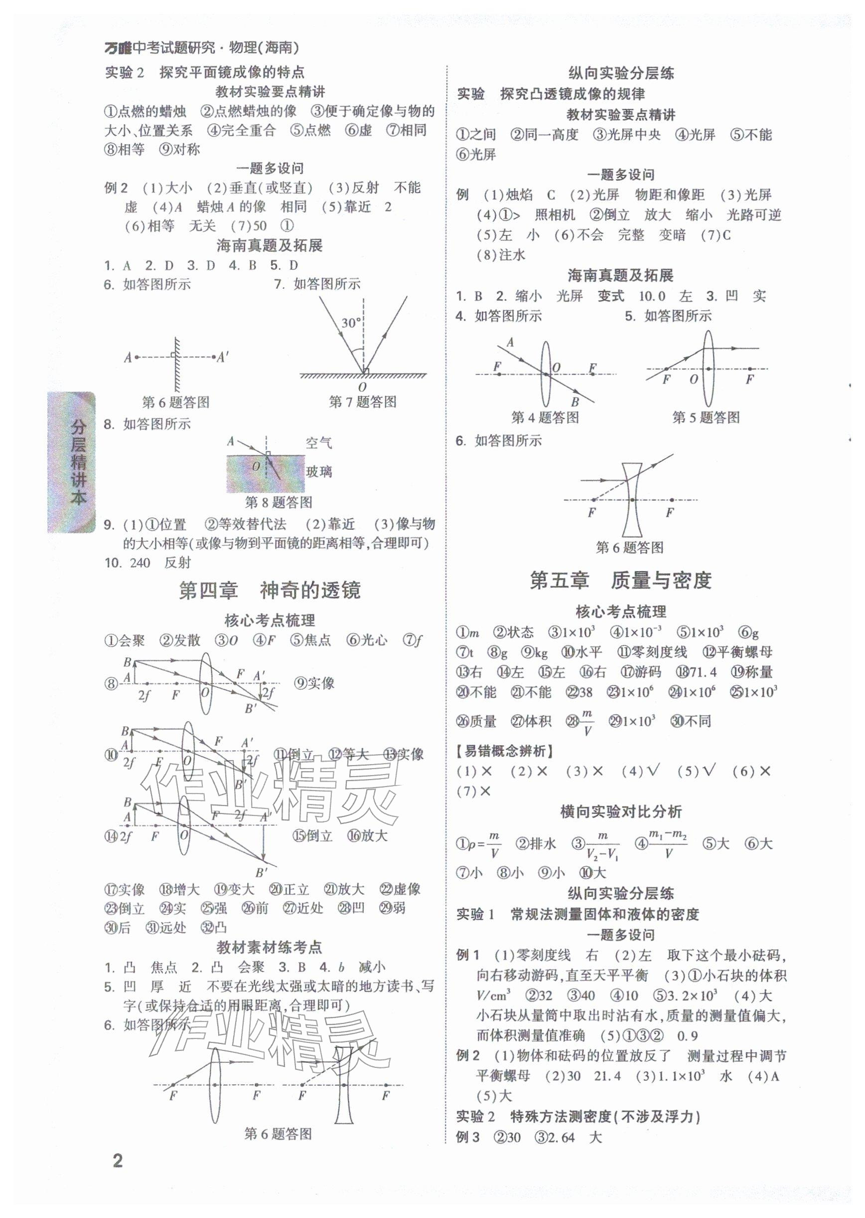 2026年万唯中考试题研究物理海南专版&nbsp;参考答案第2页