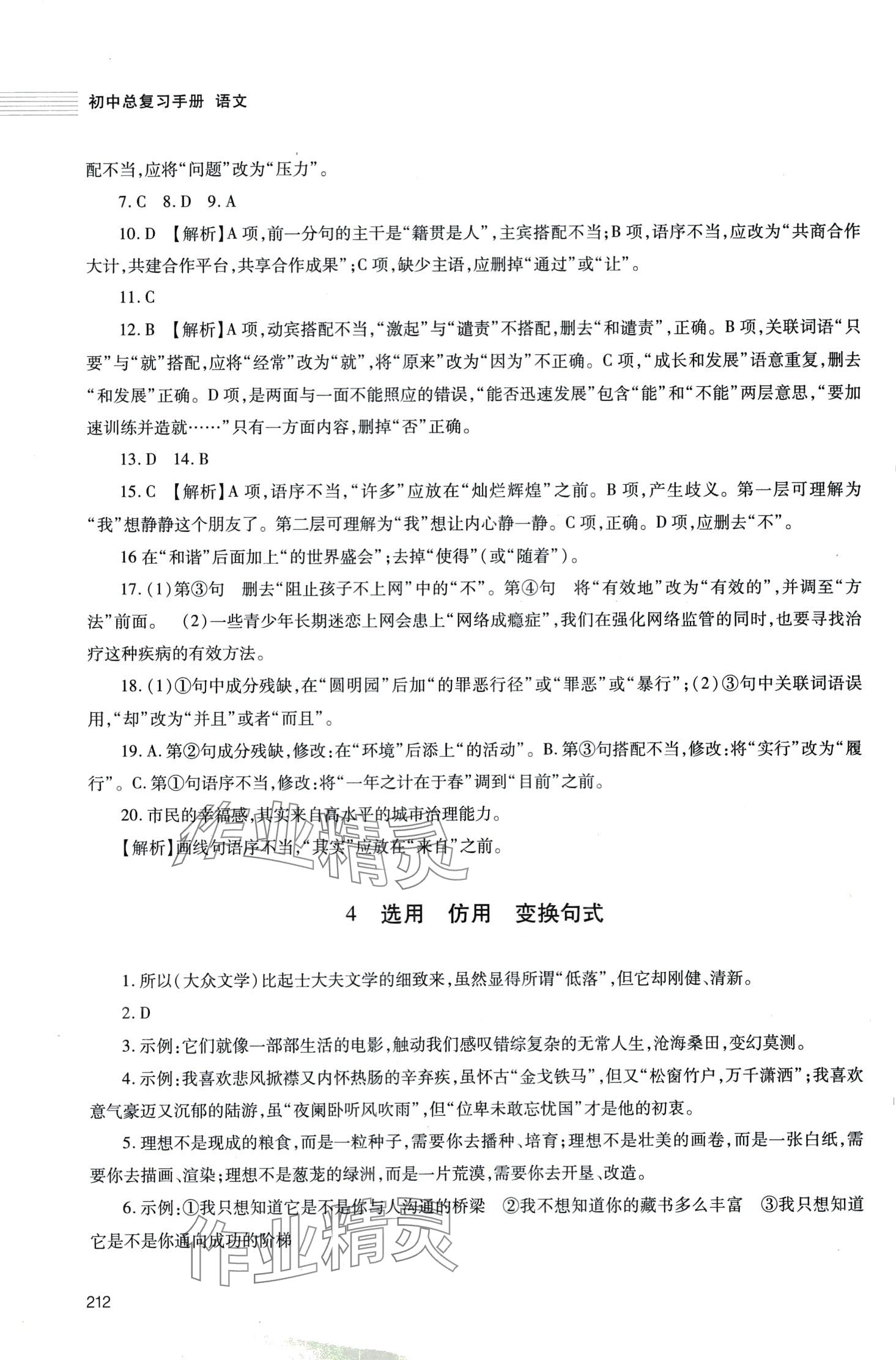 2024年初中总复习手册明天出版社语文人教版五四制 第4页