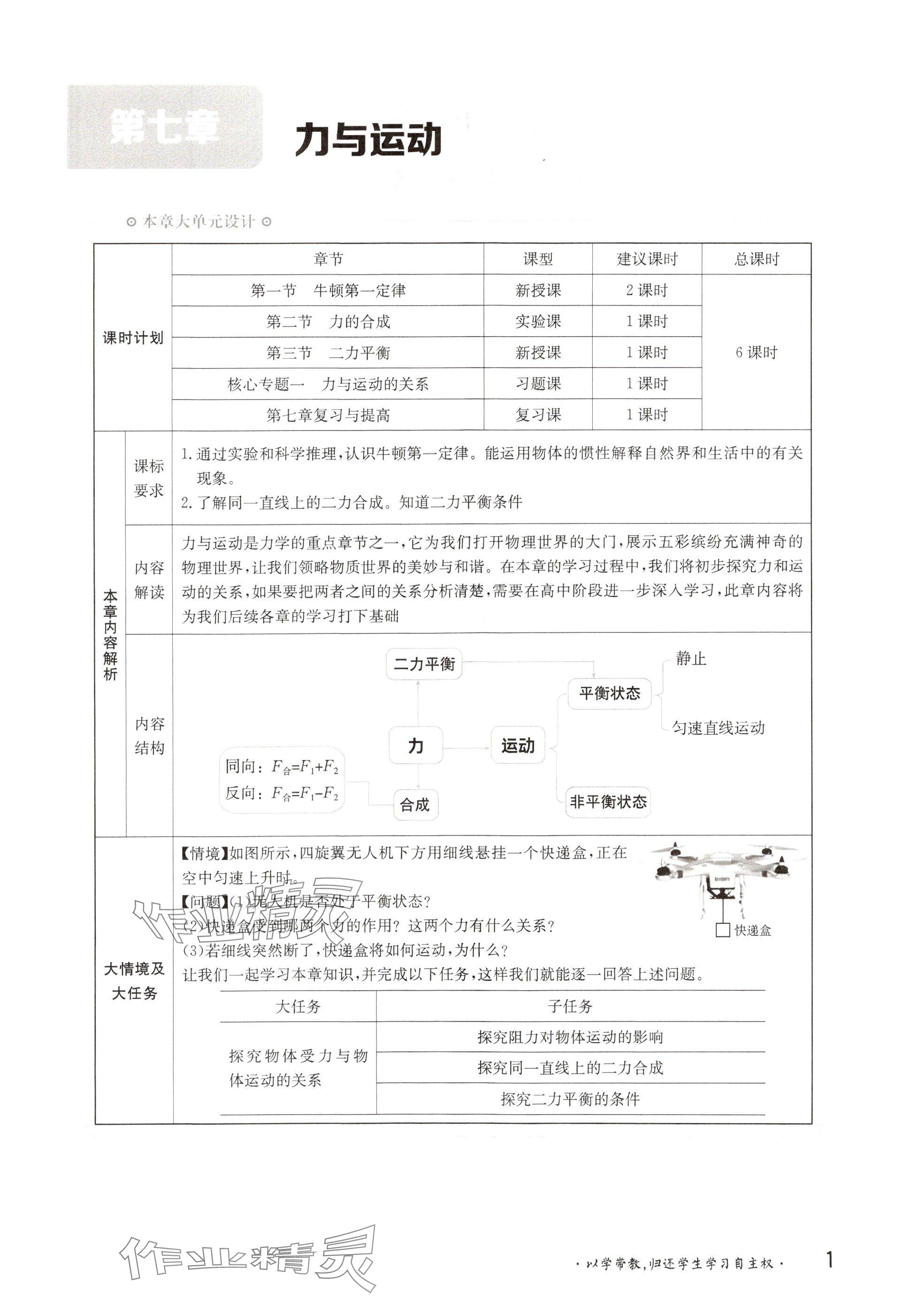 2025年金太阳导学案八年级物理下册沪科版 参考答案第1页