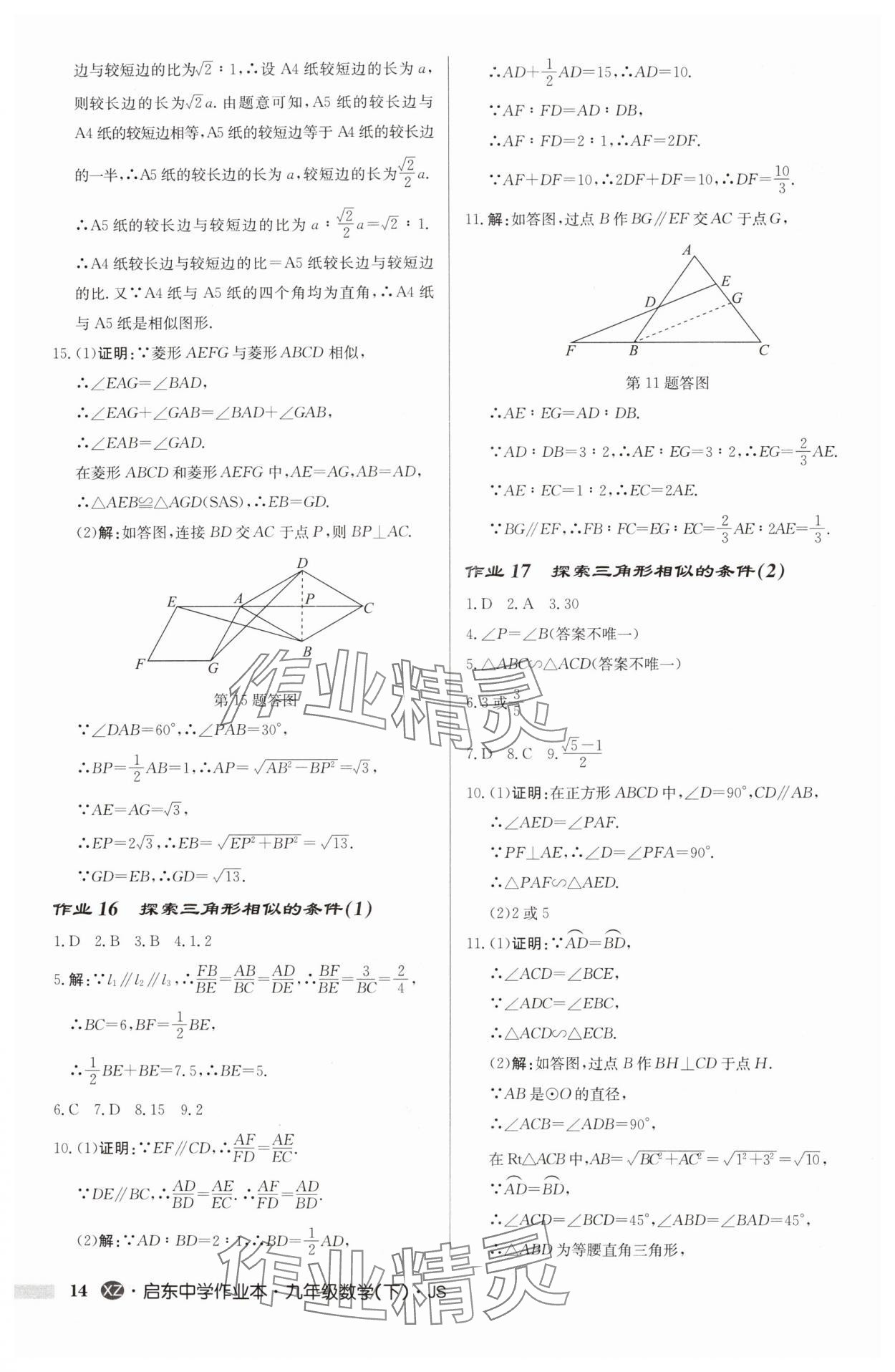 2025年啟東中學(xué)作業(yè)本九年級數(shù)學(xué)下冊蘇科版徐州專版 第14頁