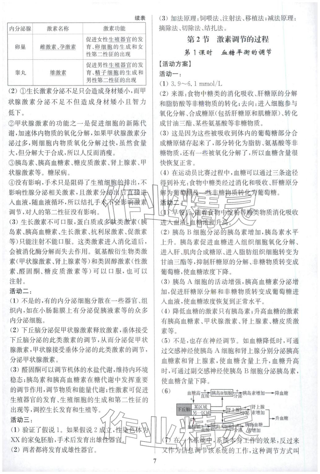 2025年活动单导学课程高中生物选择性必修第一册人教版&nbsp;第7页