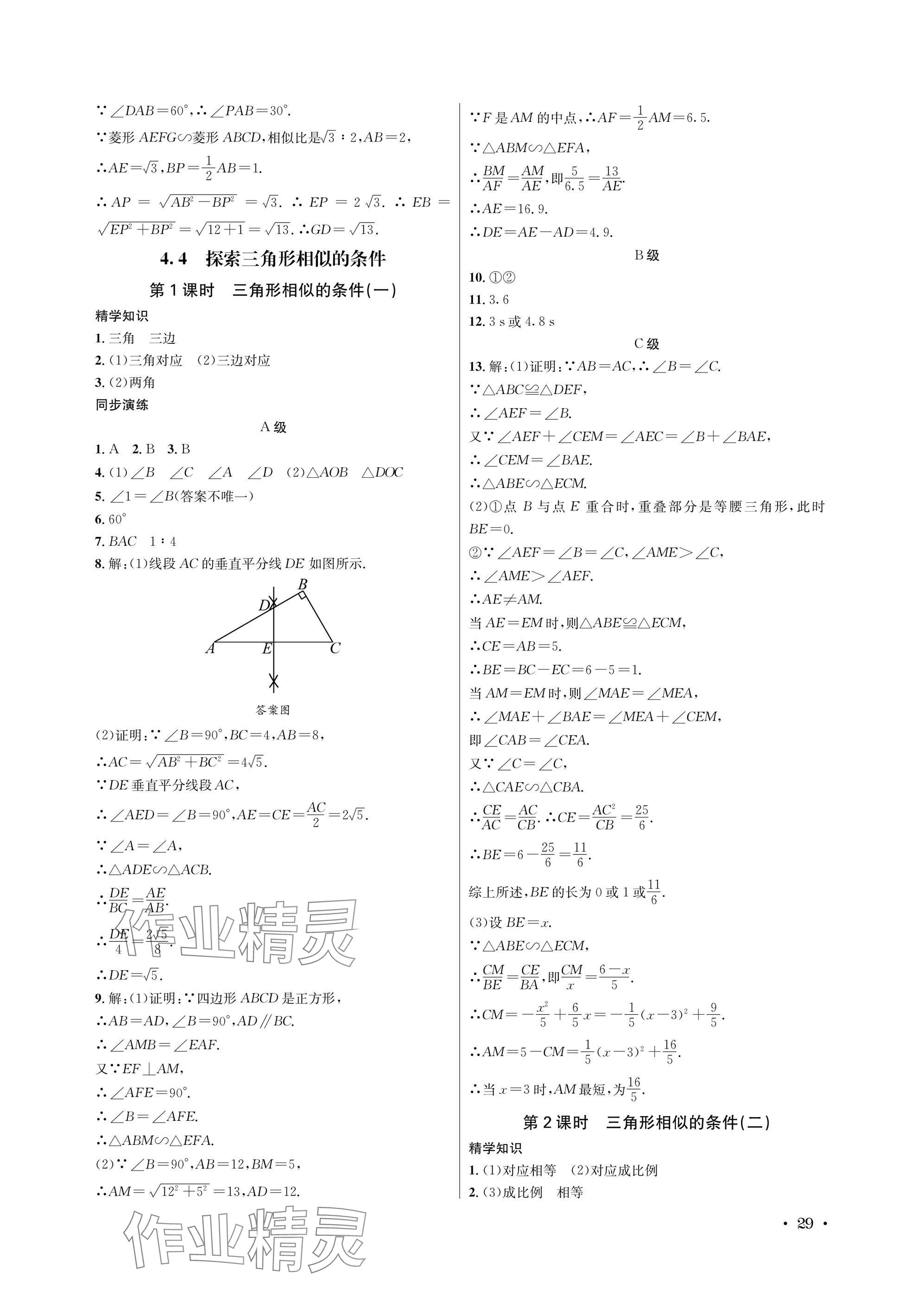 2025年蓉城学霸九年级数学全一册北师大版 参考答案第29页