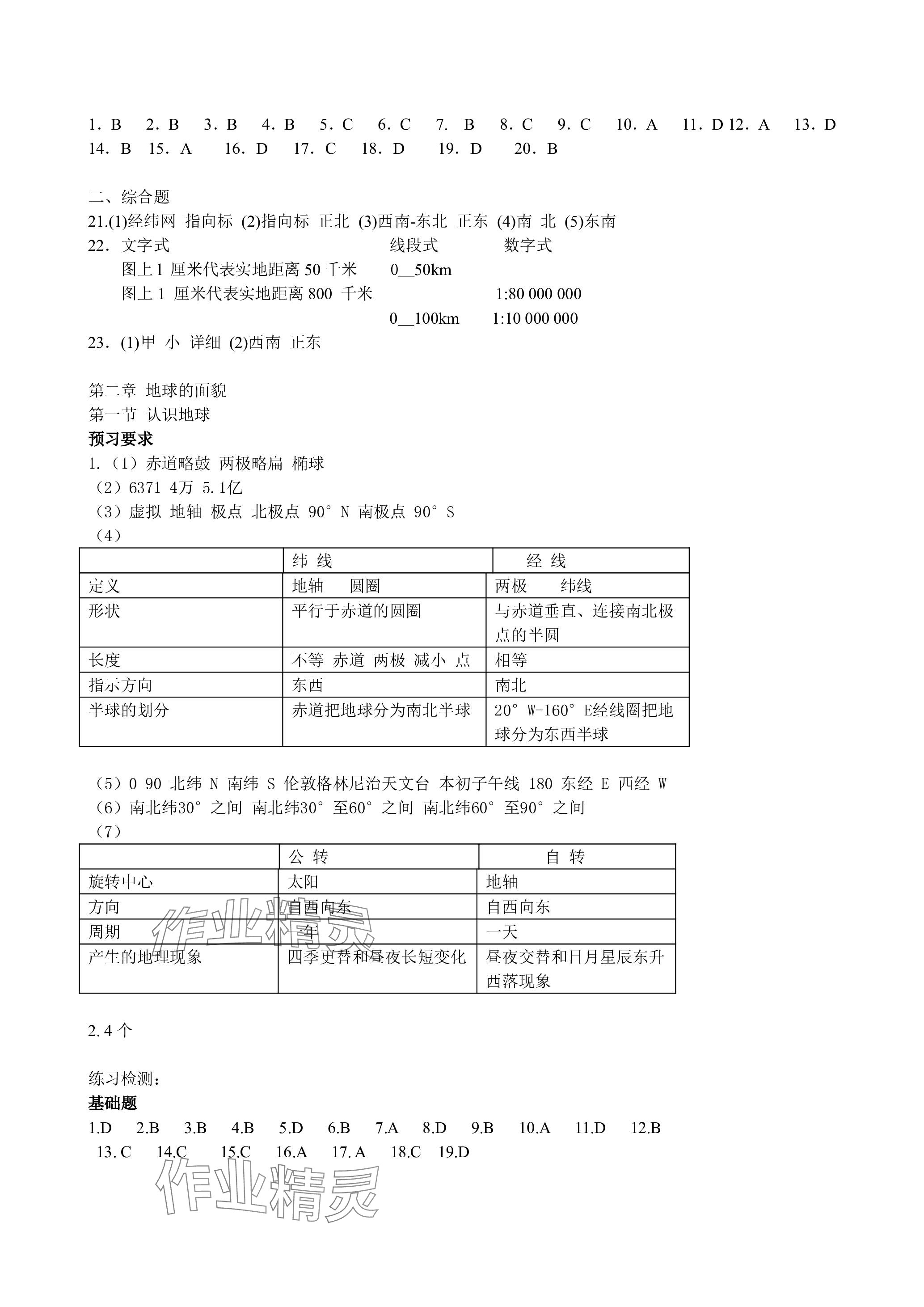 2023年知识与能力训练七年级地理上册湘教版 参考答案第2页