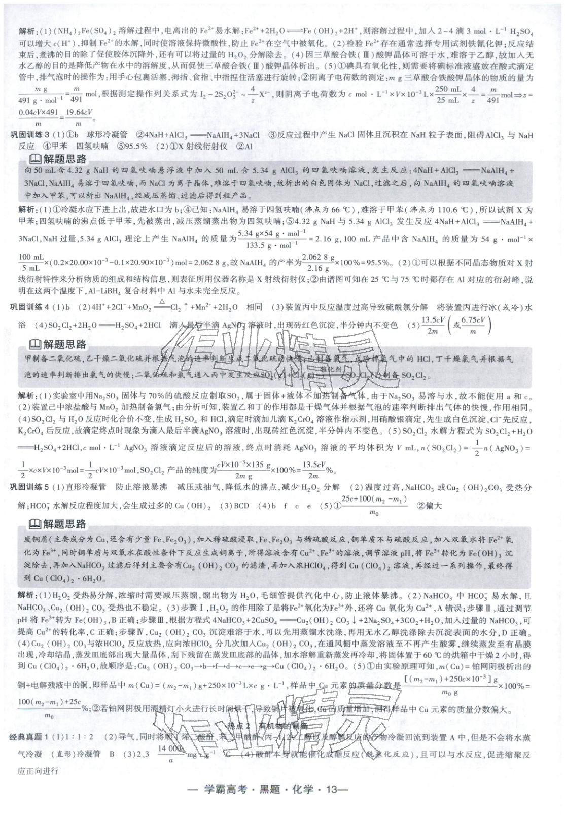 2025年学霸高考黑题化学人教版 参考答案第13页