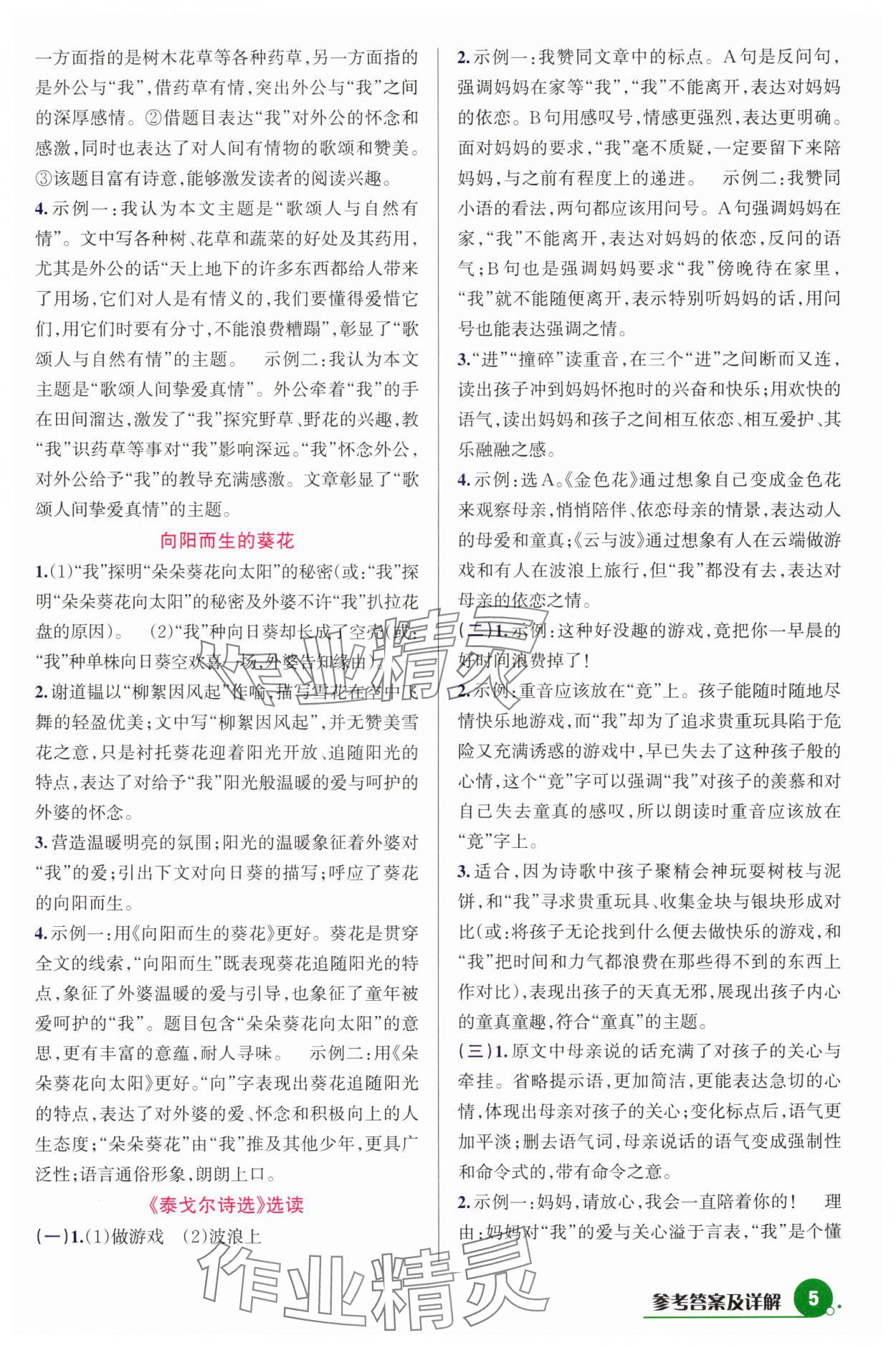2024年巧學(xué)提優(yōu)七年級(jí)語(yǔ)文上冊(cè)人教版 參考答案第5頁(yè)