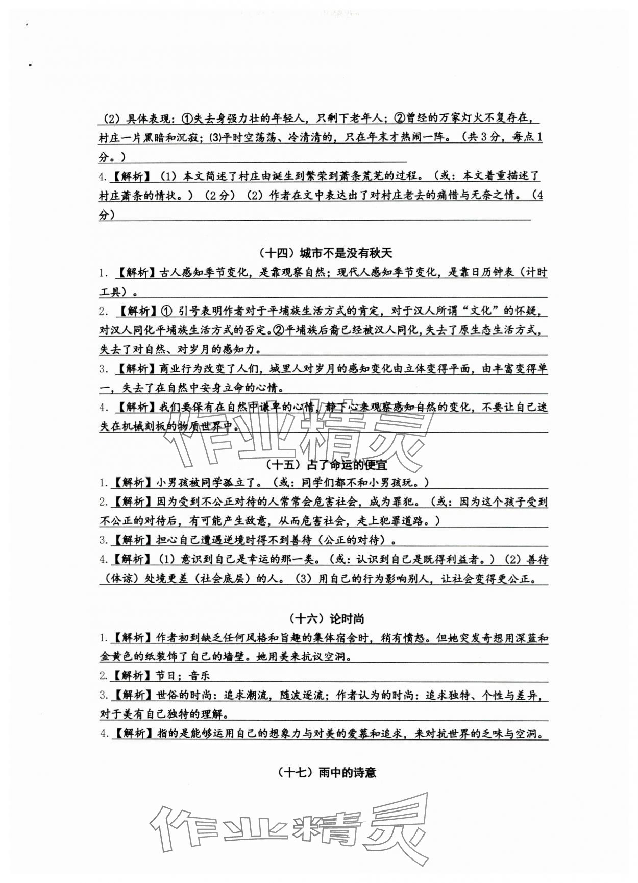 2024年新视角名校作业中考语文武汉专版 参考答案第8页