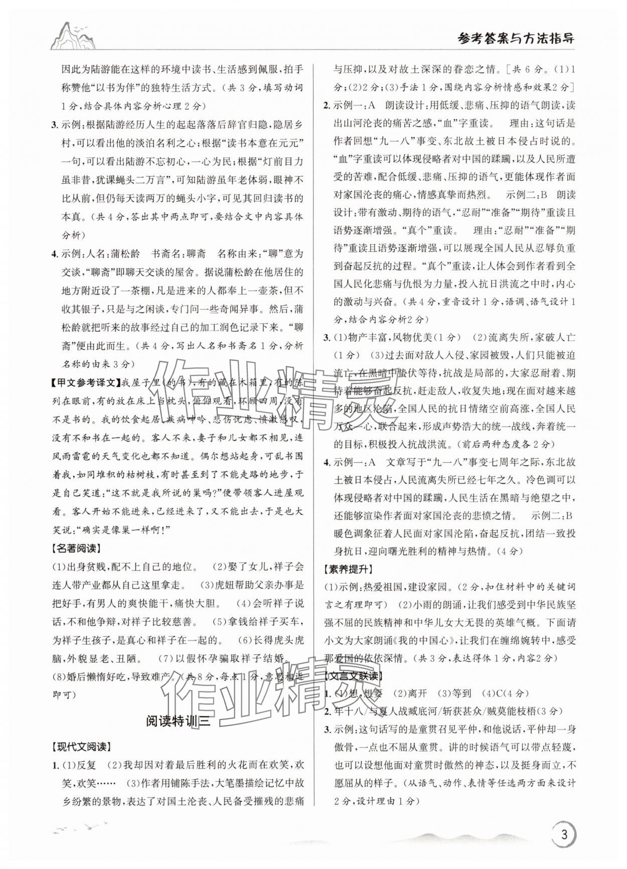 2025年勵(lì)耘新培優(yōu)七年級(jí)語(yǔ)文下冊(cè)人教版 參考答案第3頁(yè)