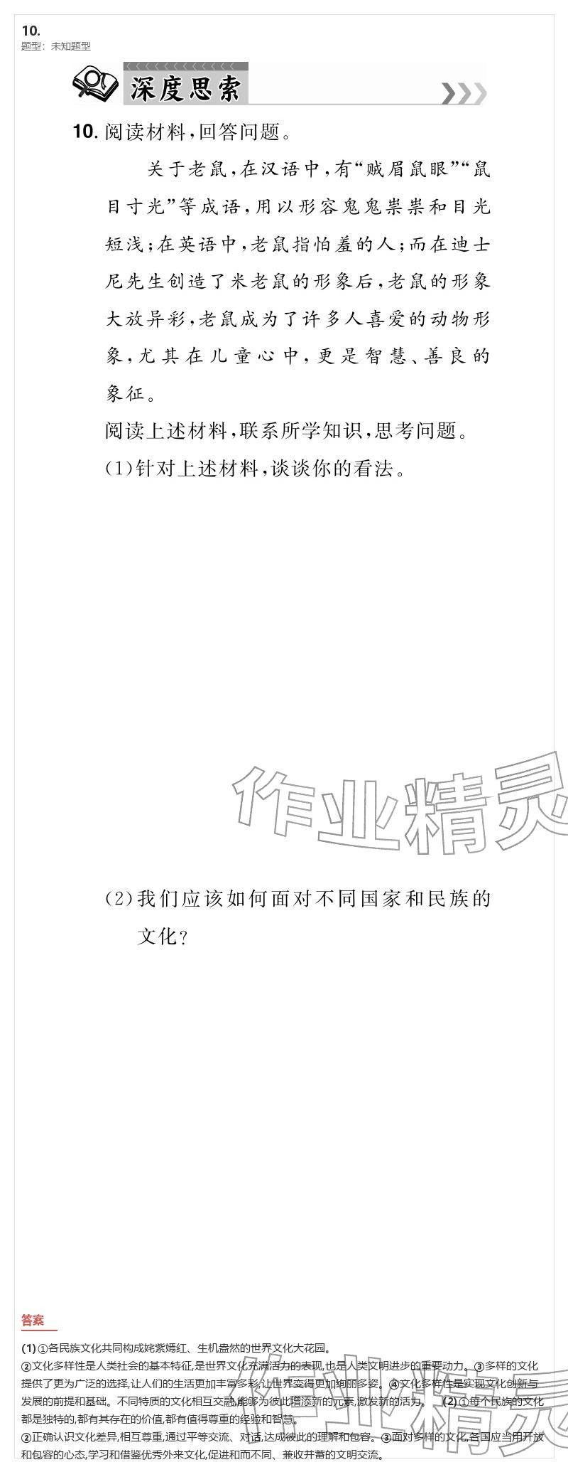2026年优质课堂导学案九年级道德与法治下册人教版&nbsp;参考答案第10页