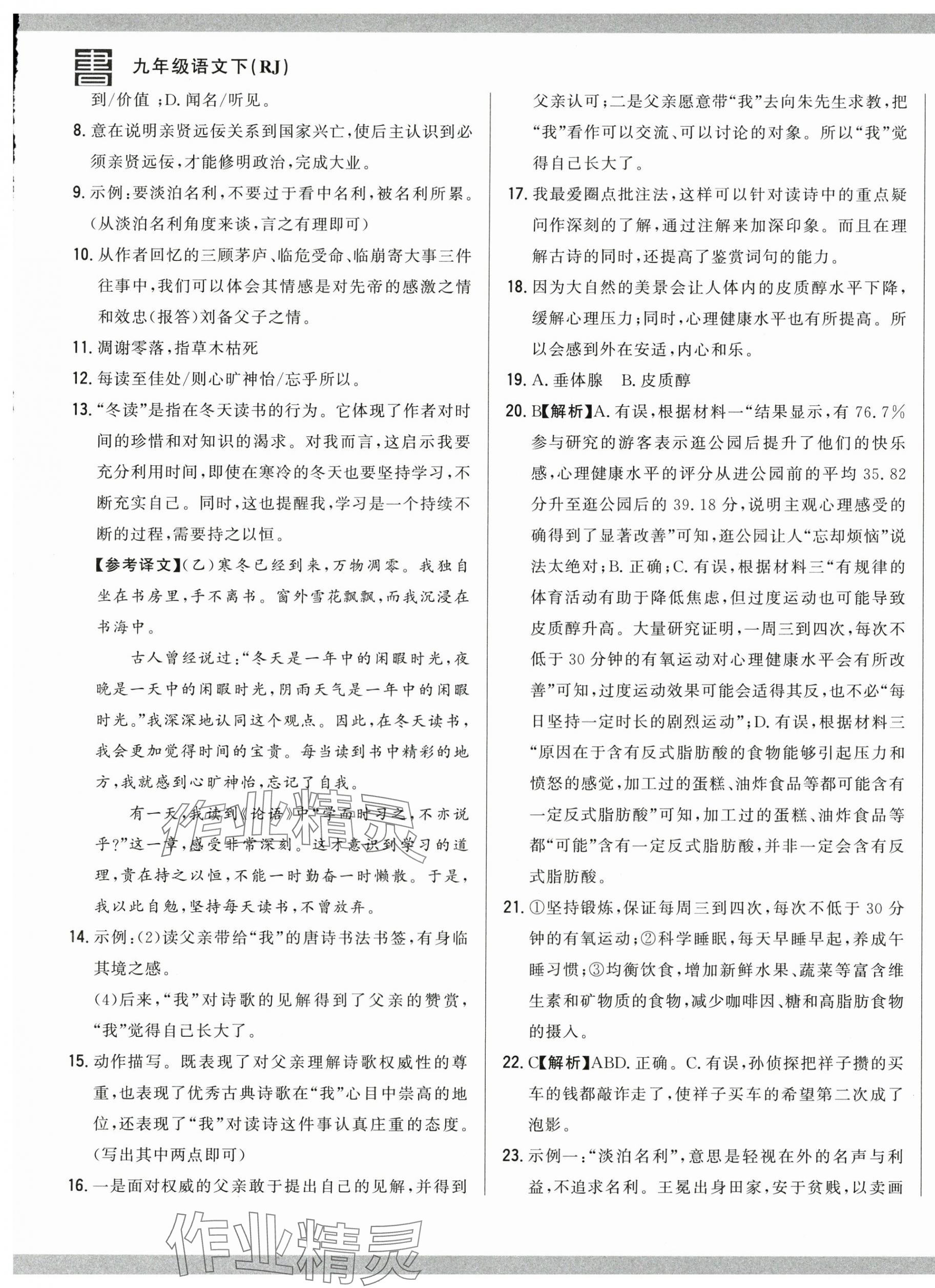 2025年名校調(diào)研跟蹤測試卷九年級語文下冊人教版 第5頁