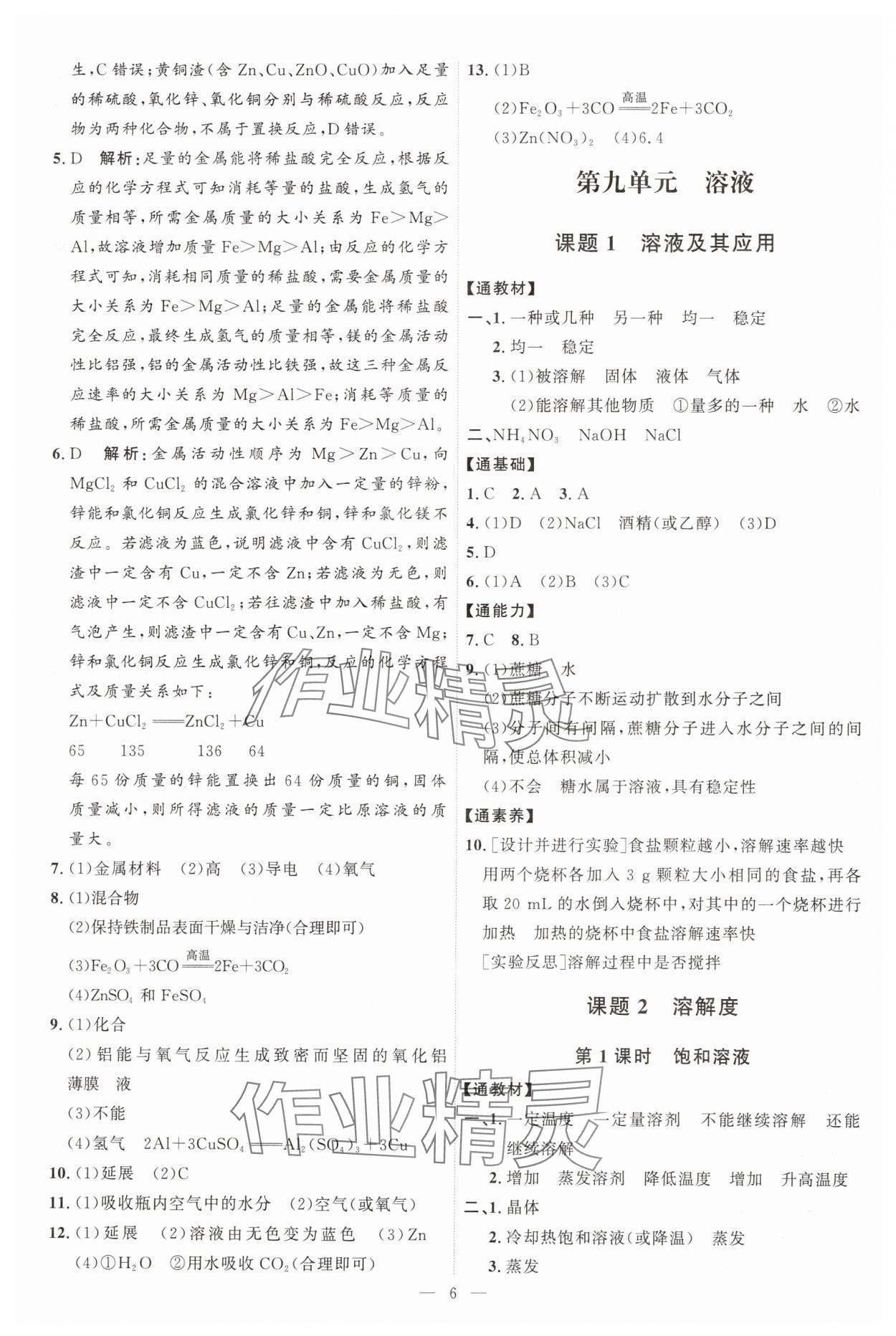 2025年優(yōu)加學(xué)案課時(shí)通九年級化學(xué)下冊人教版 第6頁