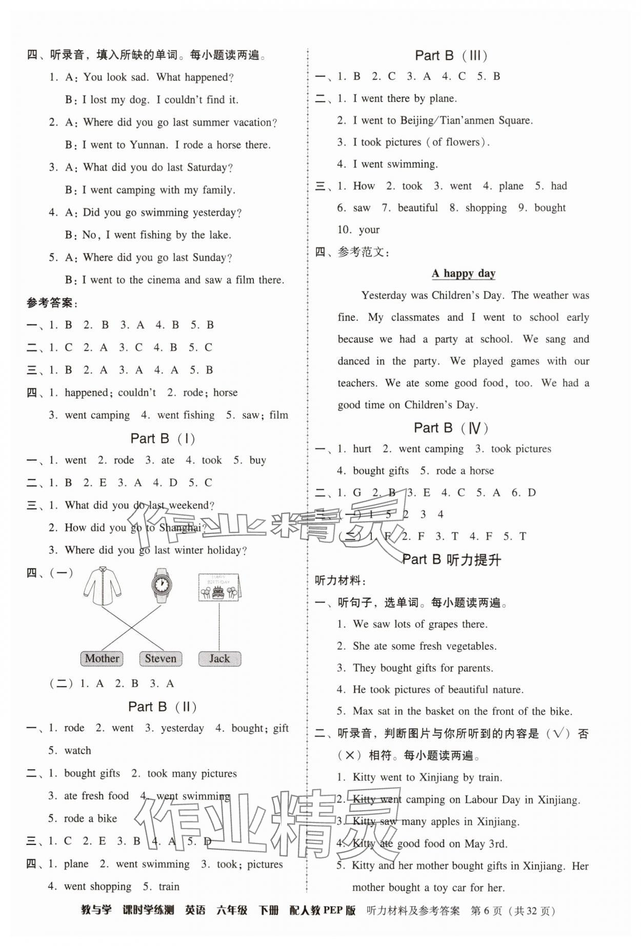 2025年教與學(xué)課時(shí)學(xué)練測(cè)六年級(jí)英語下冊(cè)人教版 第6頁(yè)
