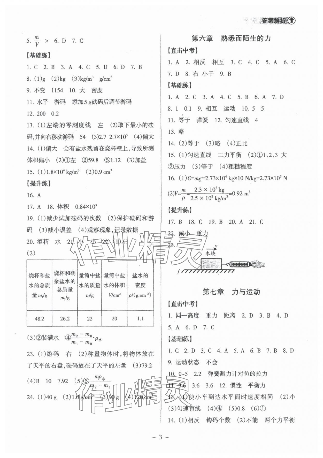 2025年海南中学中考总复习物理沪科版 参考答案第3页