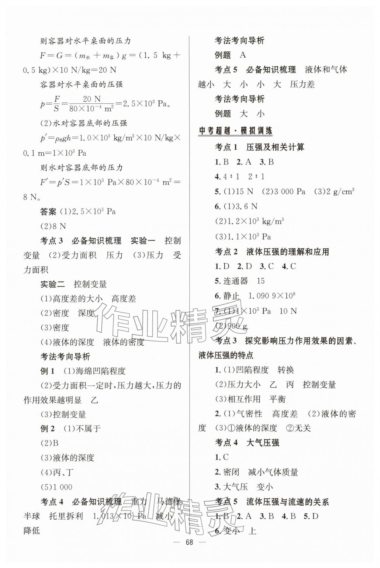 2026年初中总复习手册北京师范大学出版社物理&nbsp;第8页