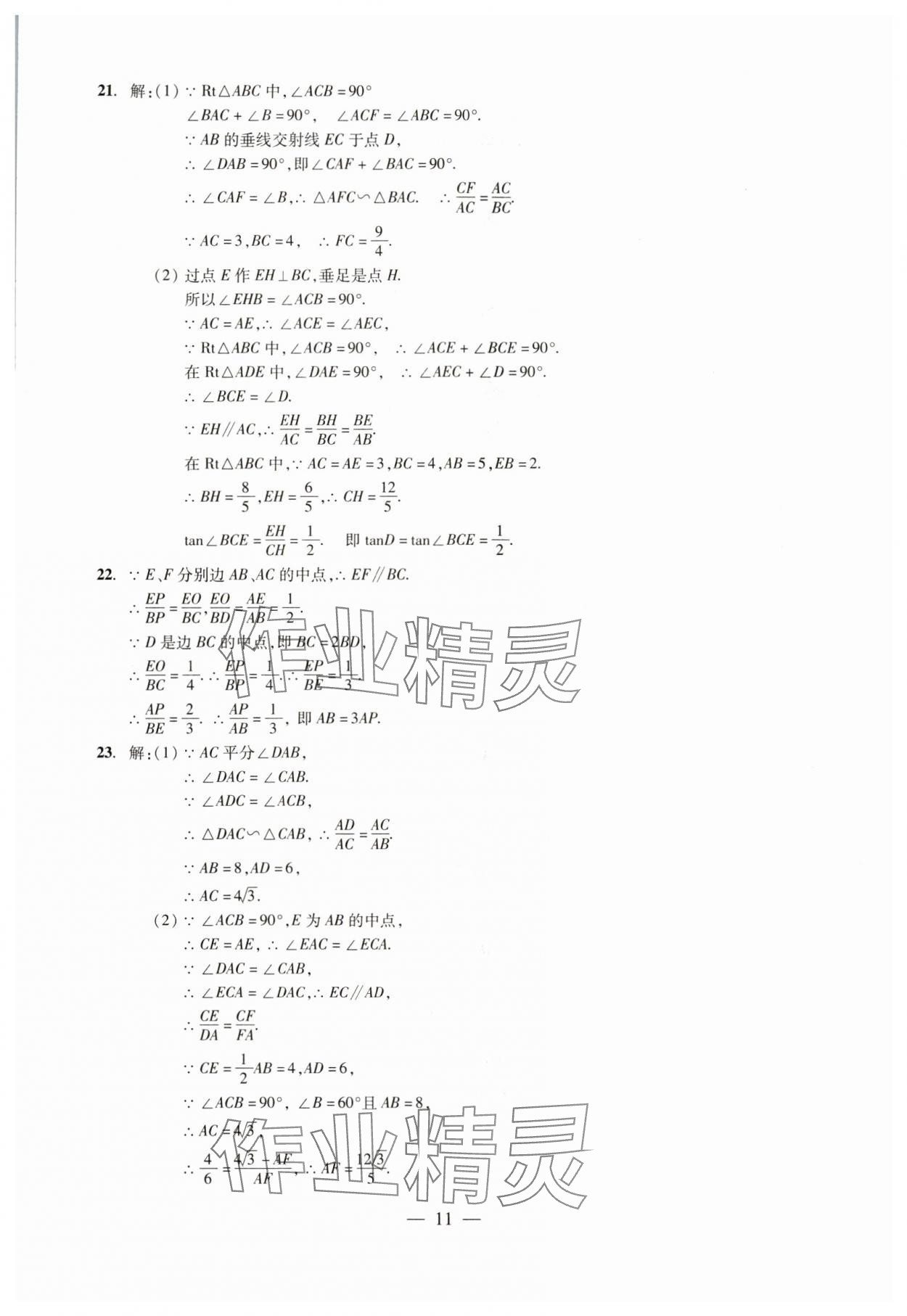 2024年初中測(cè)試與評(píng)估數(shù)學(xué) 參考答案第11頁(yè)