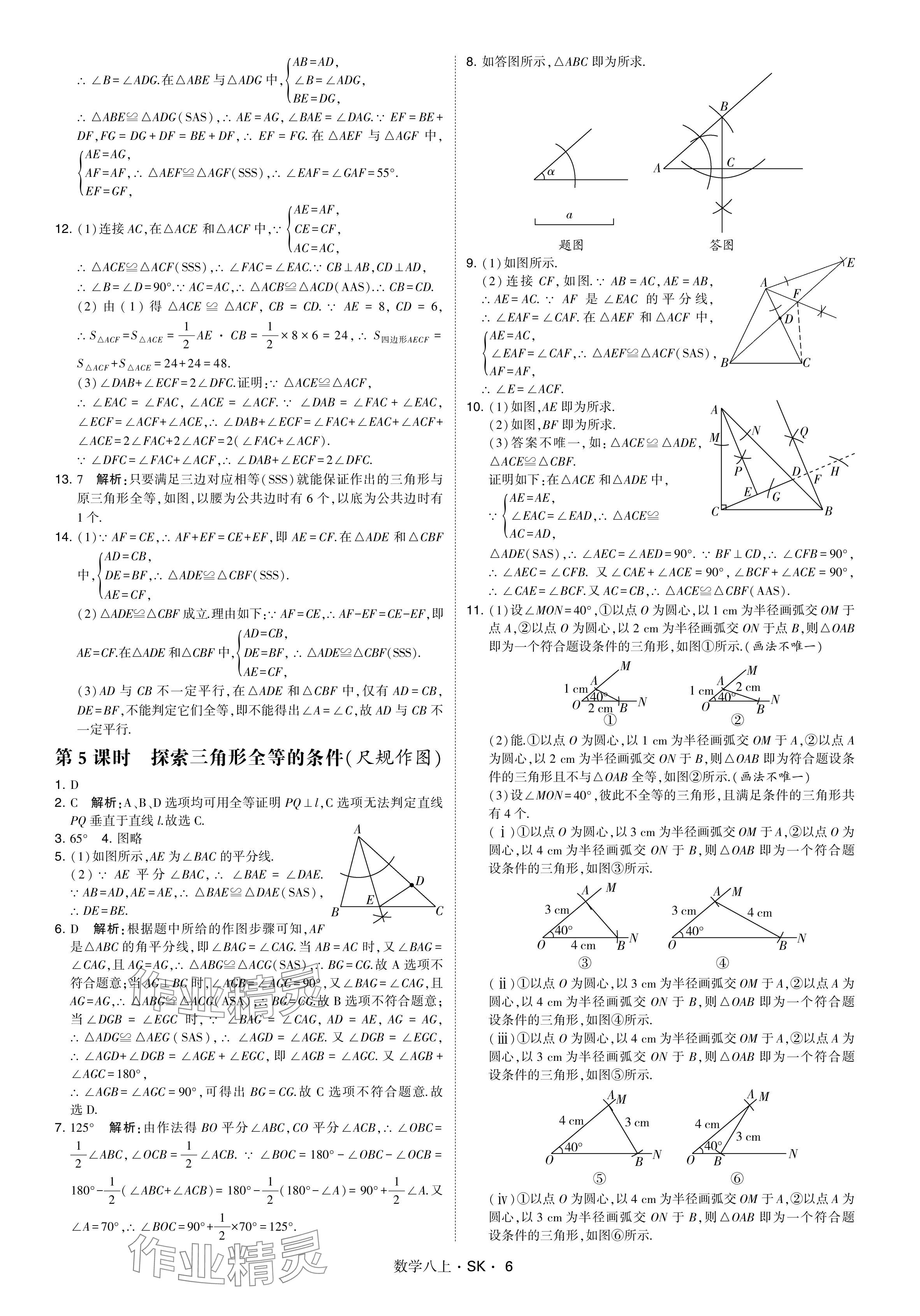 2024年學(xué)霸甘肅少年兒童出版社八年級(jí)數(shù)學(xué)上冊(cè)蘇科版 參考答案第6頁