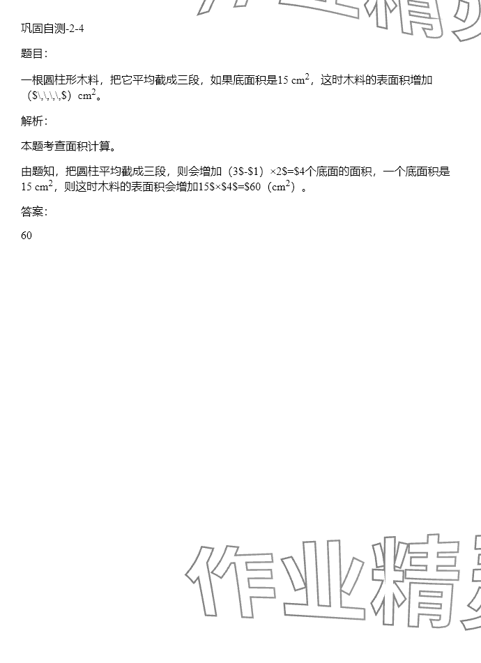 2024年同步实践评价课程基础训练六年级数学下册人教版 参考答案第81页