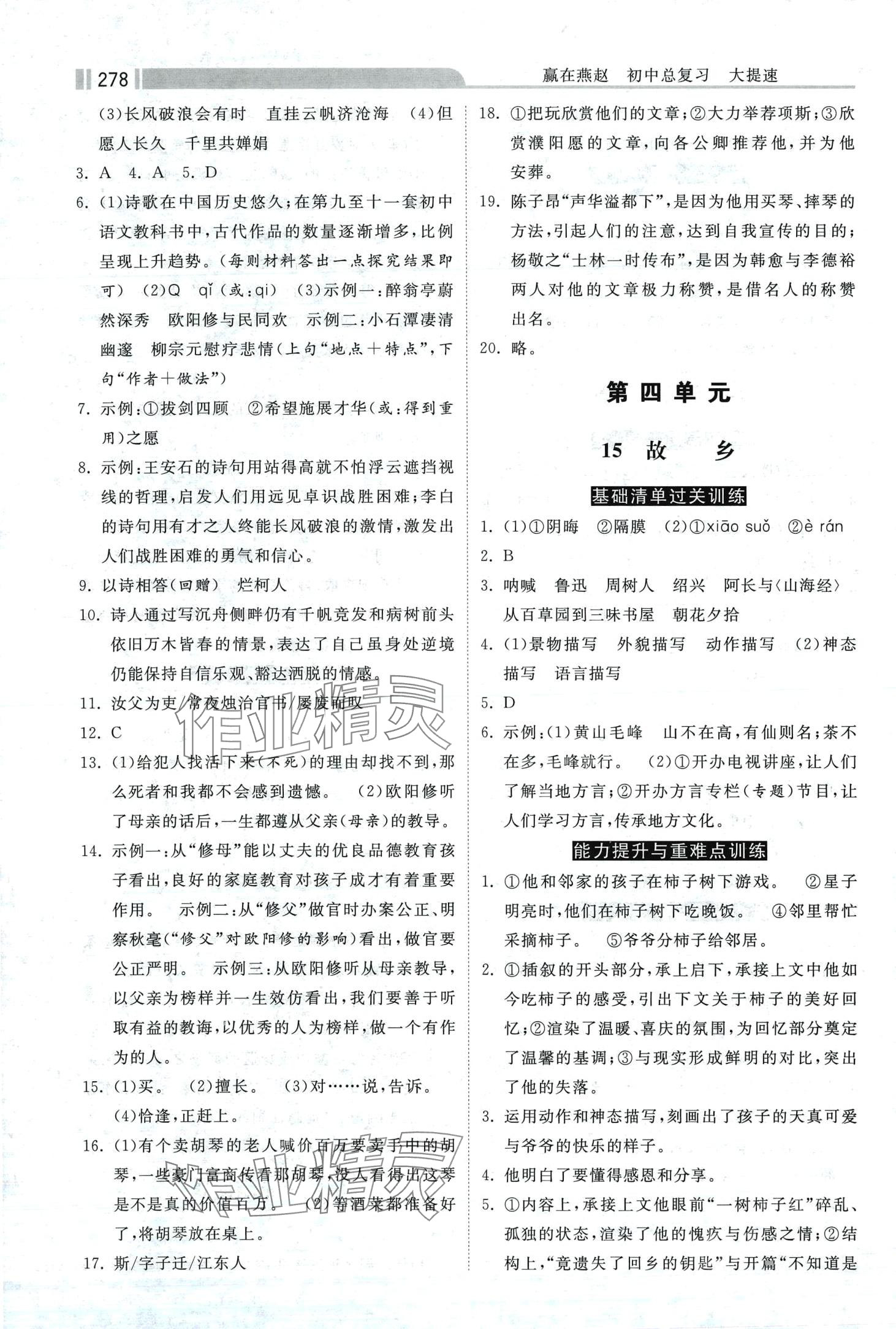 2024年贏在燕趙初中總復(fù)習(xí)課時(shí)練大提速語(yǔ)文中考人教版 第10頁(yè)