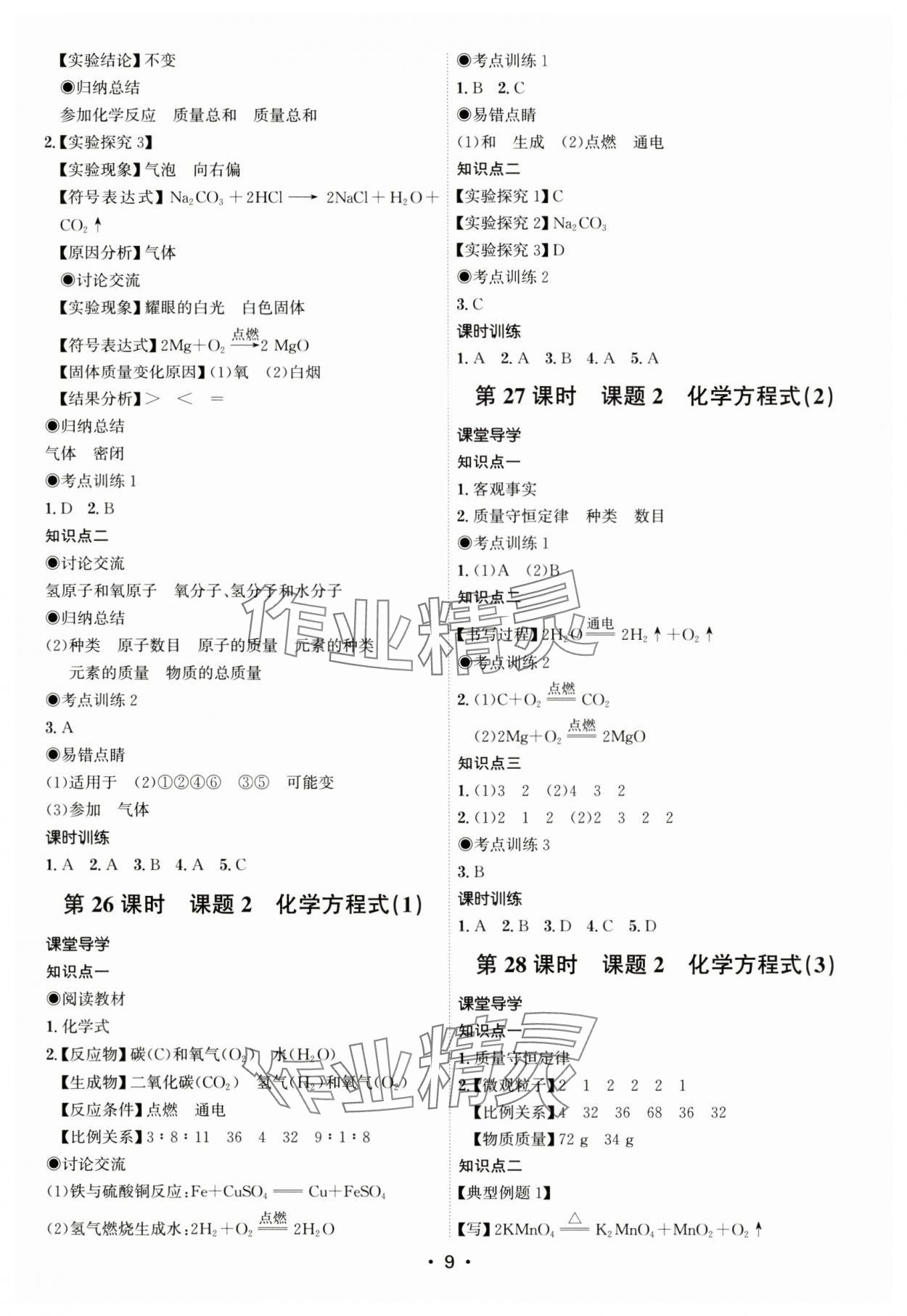 2024年考點專練九年級化學(xué)全一冊人教版深圳專版 第9頁