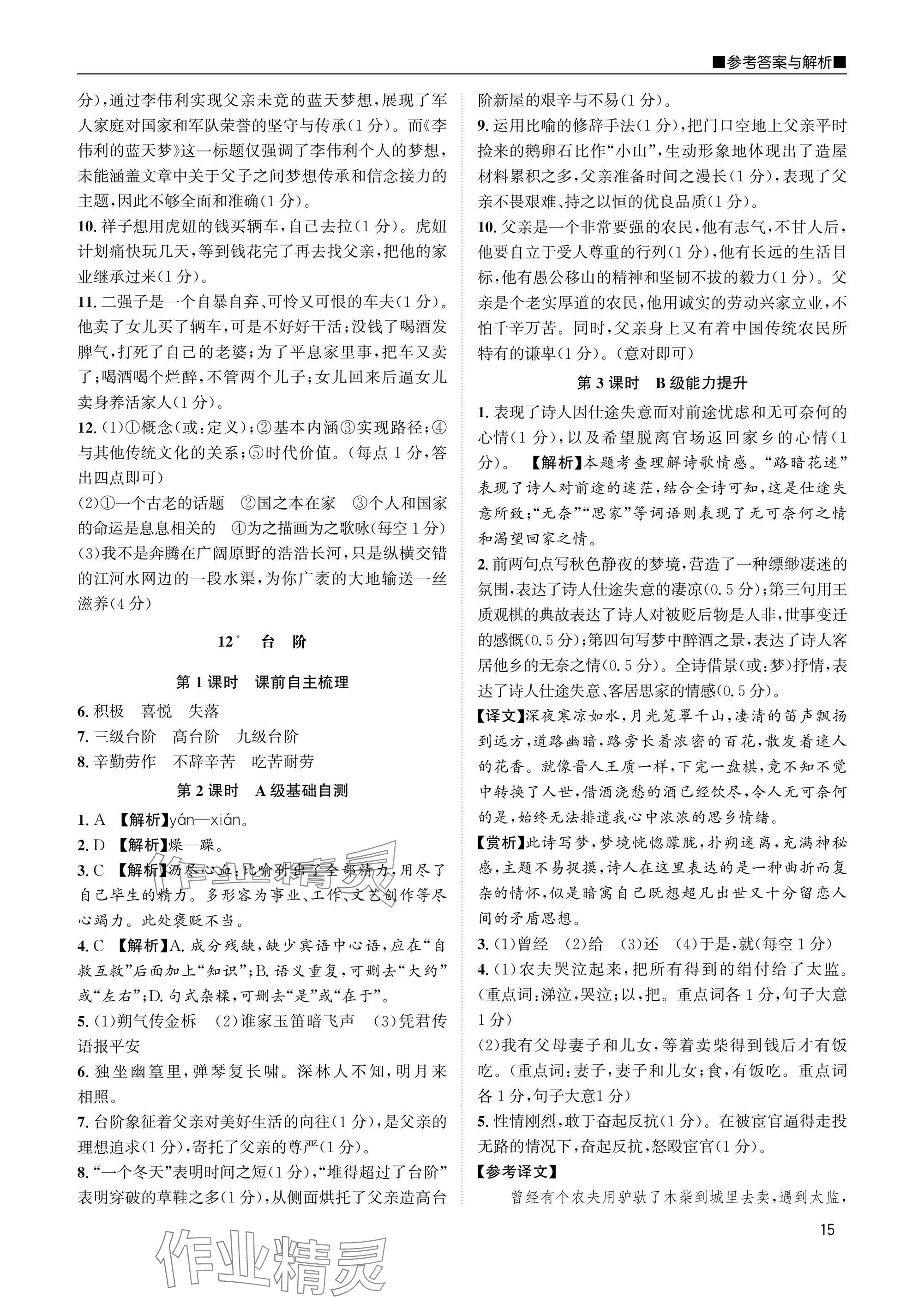 2025年名校課課練七年級(jí)語(yǔ)文下冊(cè)人教版 參考答案第15頁(yè)