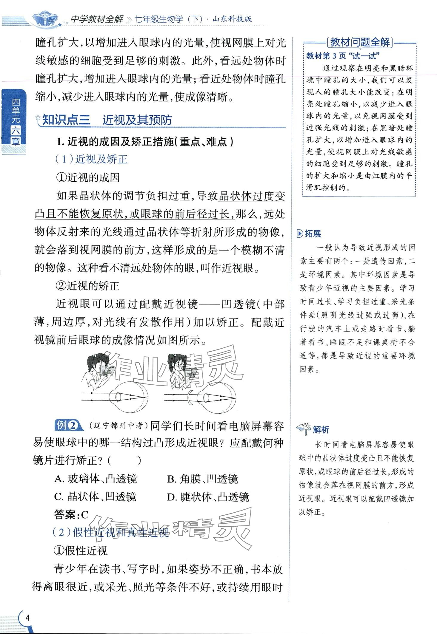 2024年教材课本七年级生物下册鲁科版&nbsp;第4页