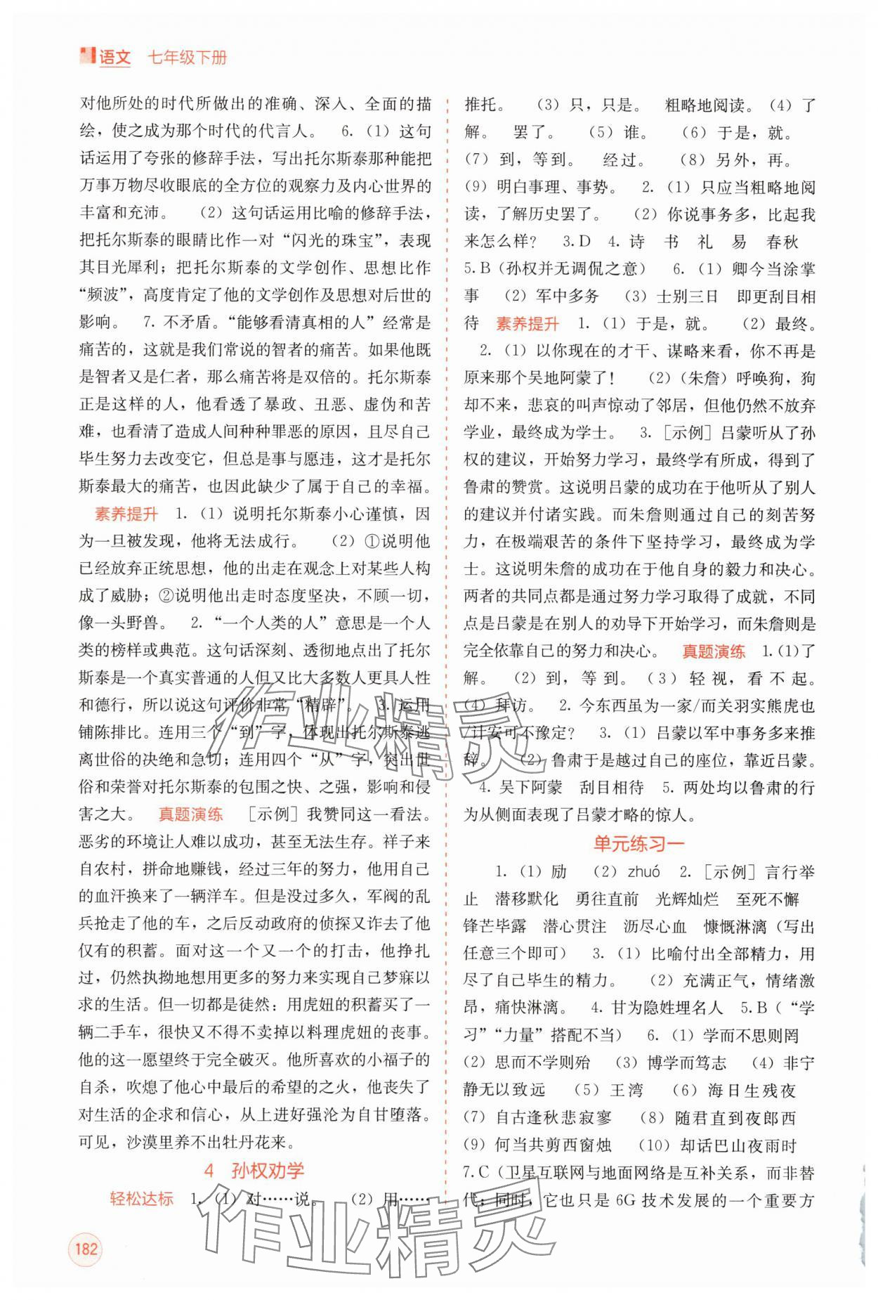 2025年自主学习能力测评七年级语文下册人教版 第2页